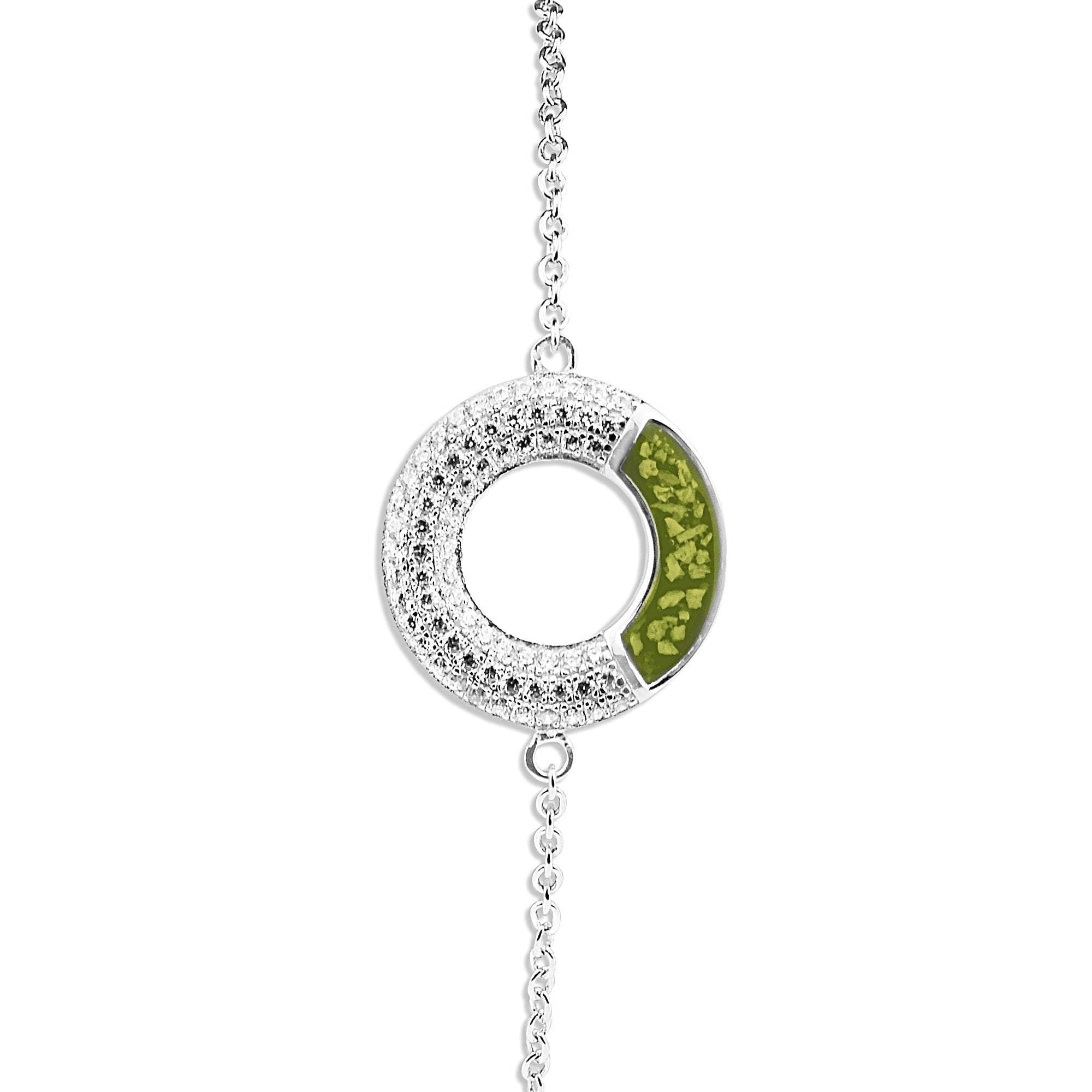 EverWith Ladies Eternal Memorial Ashes Bracelet with Fine Crystals - Sterling Silver - Green