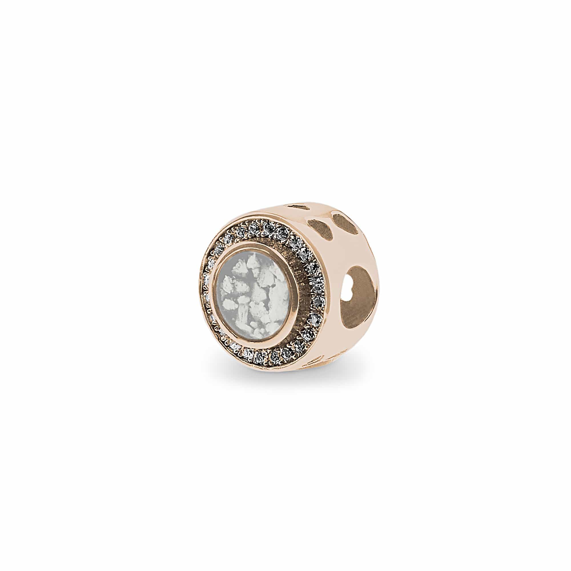 EverWith Admire Memorial Ashes Charm Bead with Fine Crystals - 9k Rose Gold - White