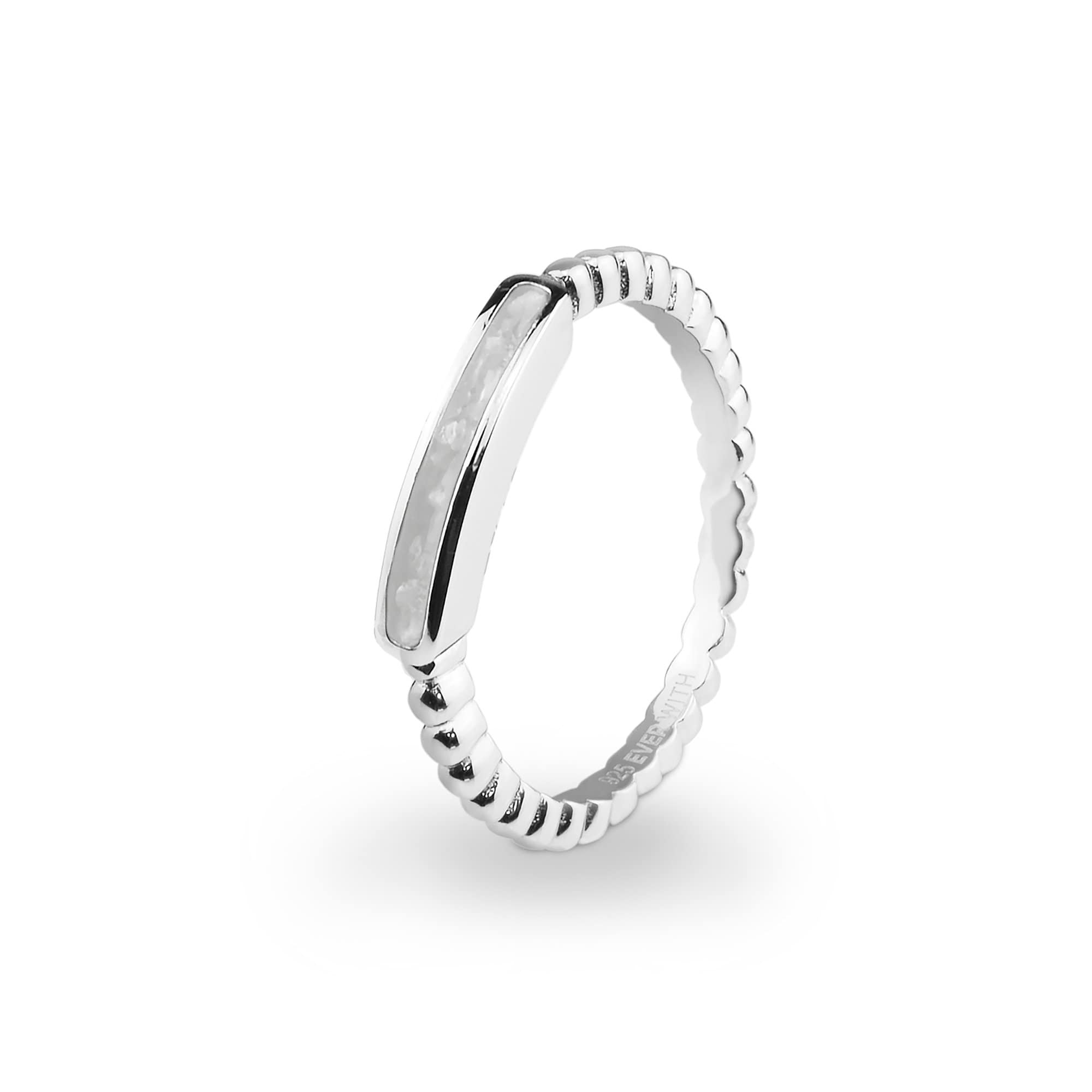 EverWith Ladies Channel Bubble Band Memorial Ashes Ring - Sterling Silver - White