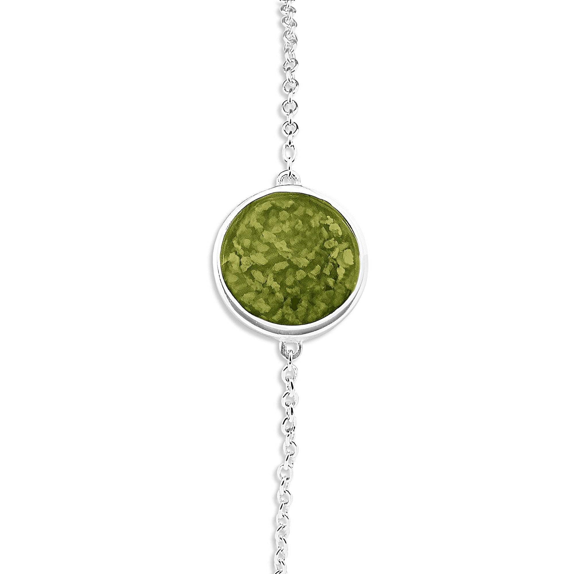 EverWith Ladies Classic Round Memorial Ashes Bracelet - Sterling Silver - Green