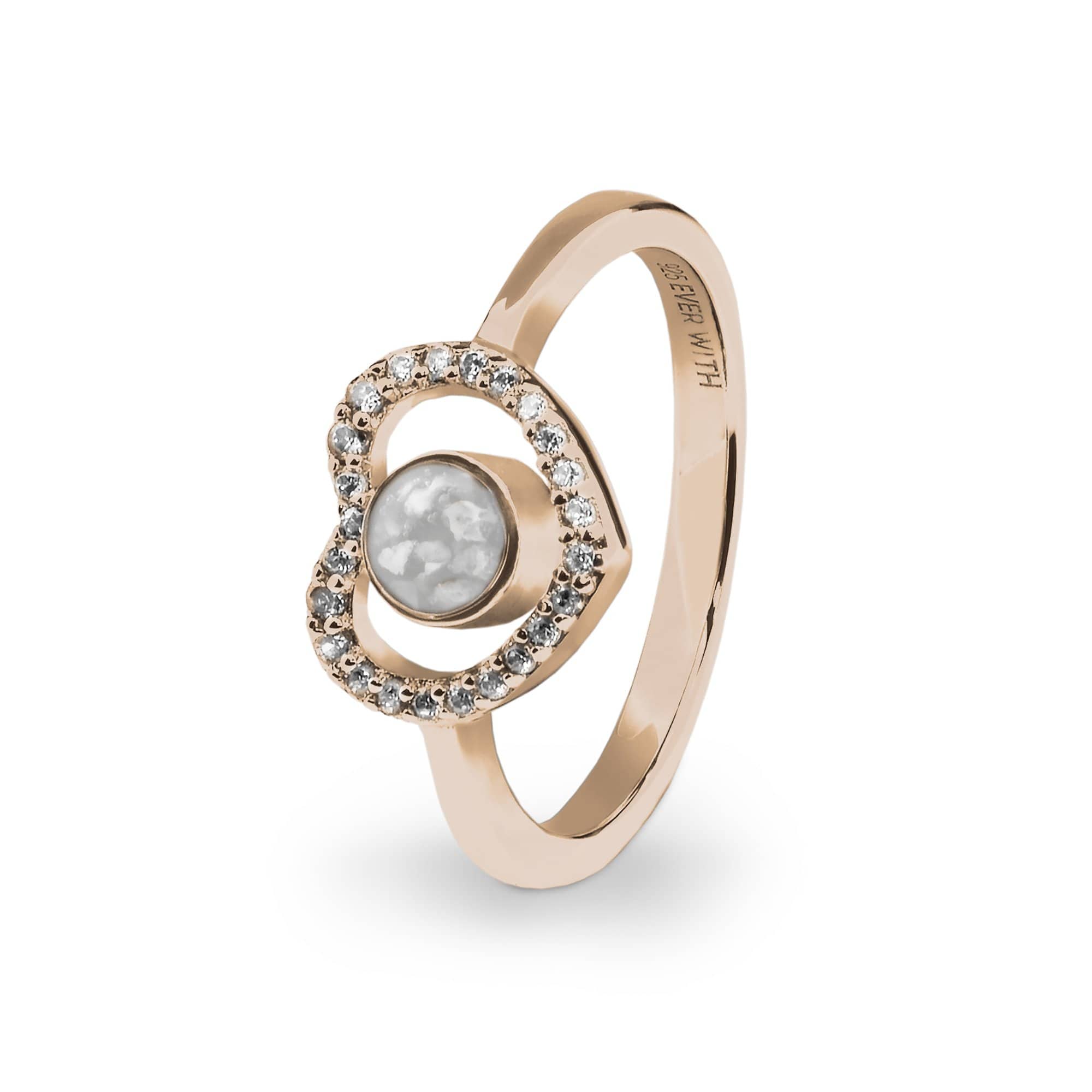 EverWith Ladies Forever Memorial Ashes Ring with Fine Crystals - 9k Rose Gold - White