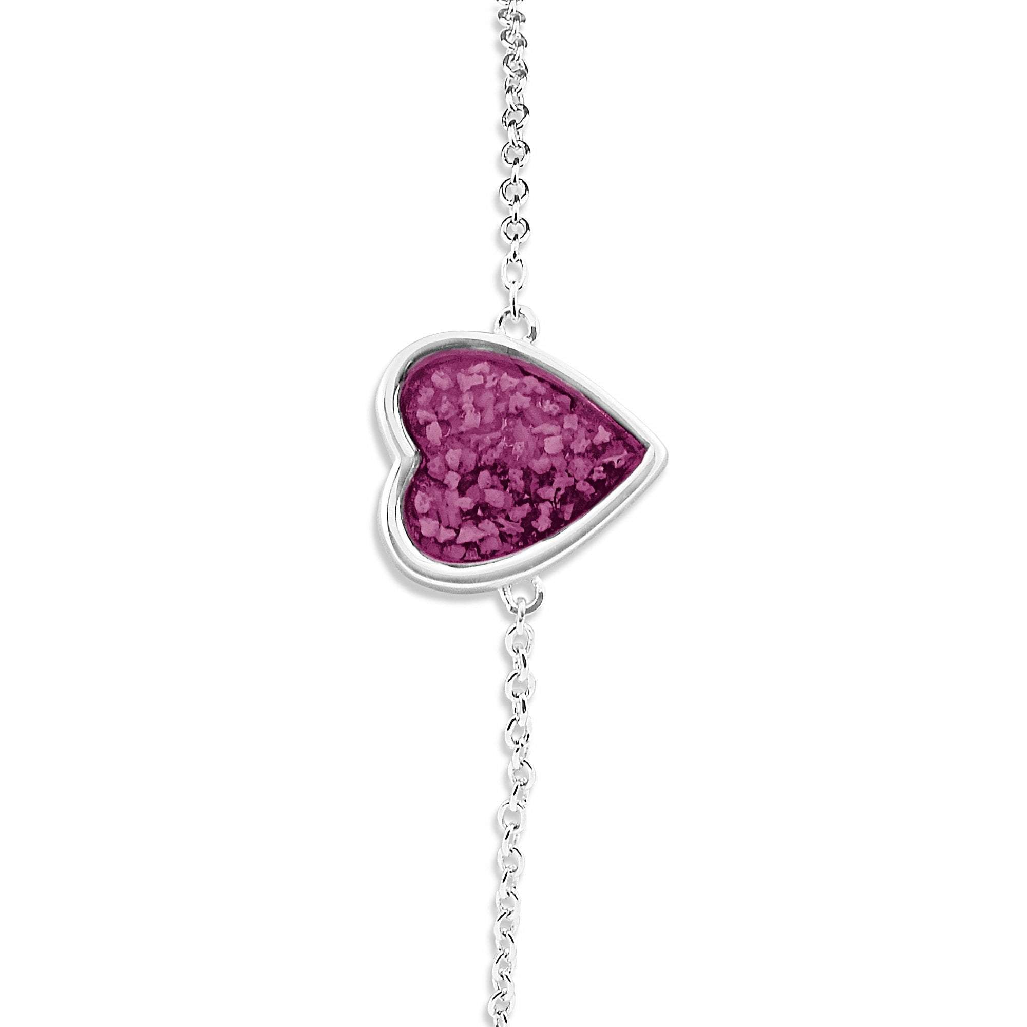 EverWith Ladies Heart Memorial Ashes Bracelet - Sterling Silver - Violet