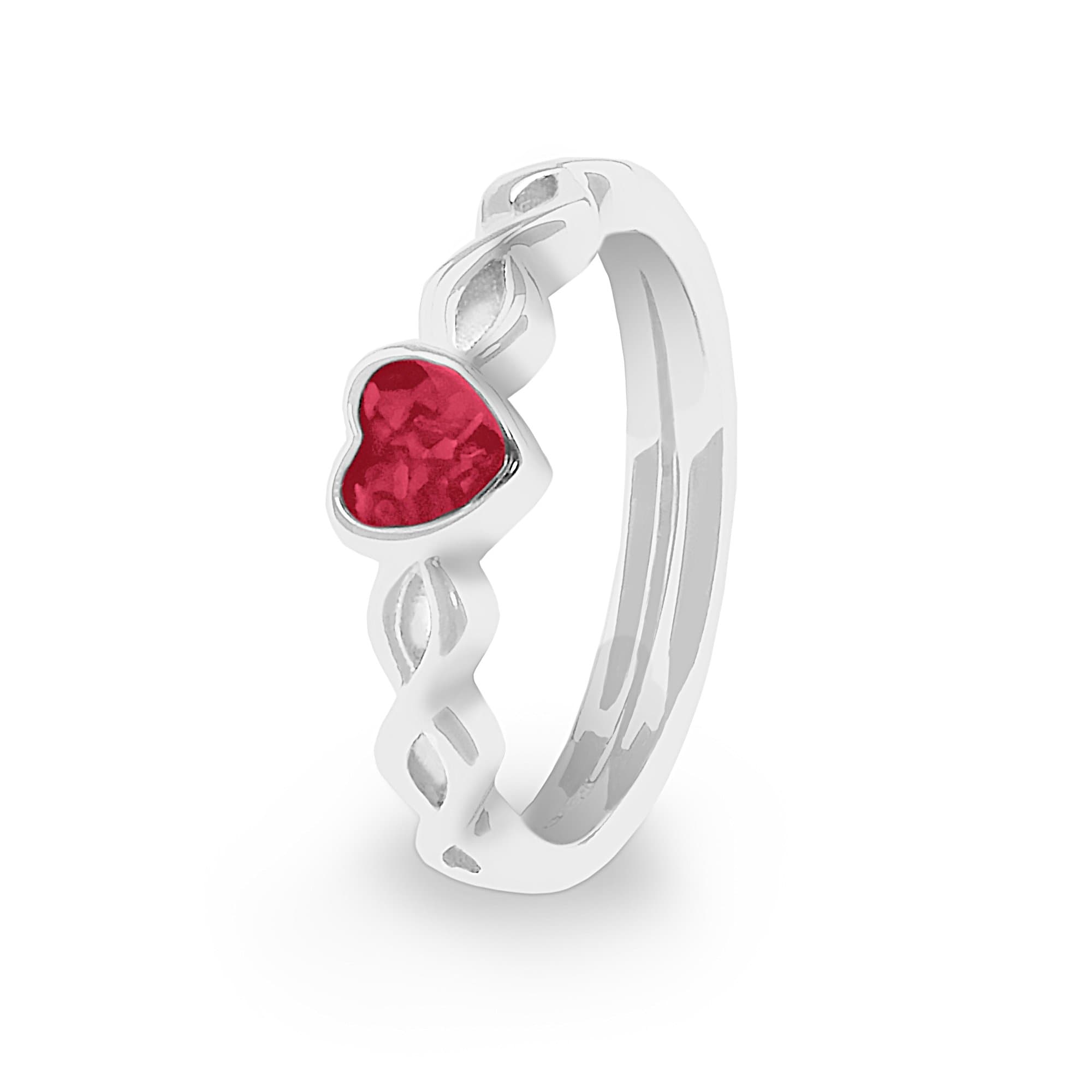 EverWith Ladies Beau Memorial Ashes Ring - 9k White Gold - Red