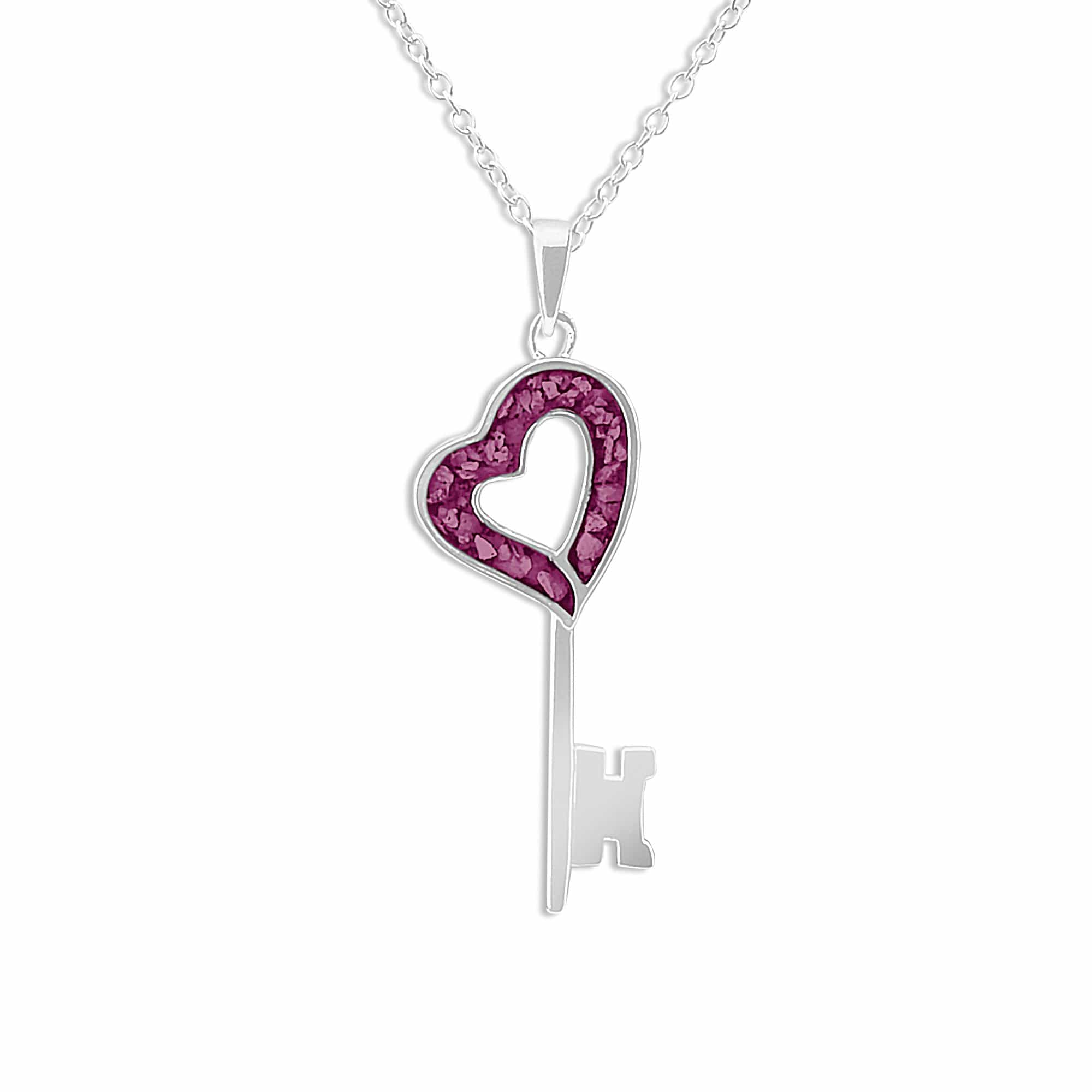 EverWith Ladies Key Memorial Ashes Pendant - Sterling Silver - Violet