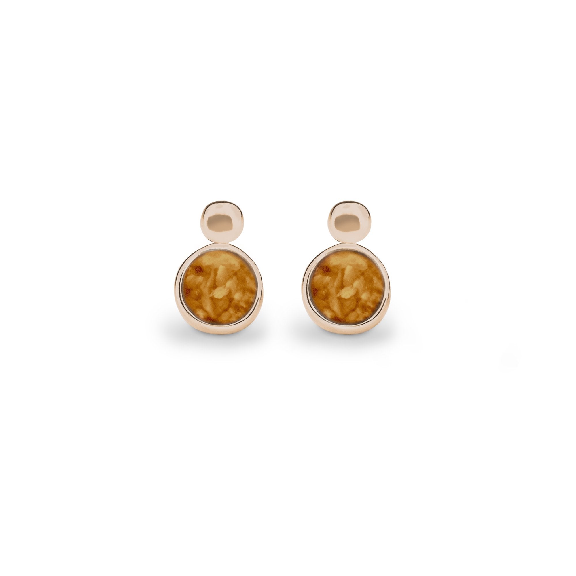 EverWith Delicate Drop Memorial Ashes Earrings - 9k Rose Gold - Orange