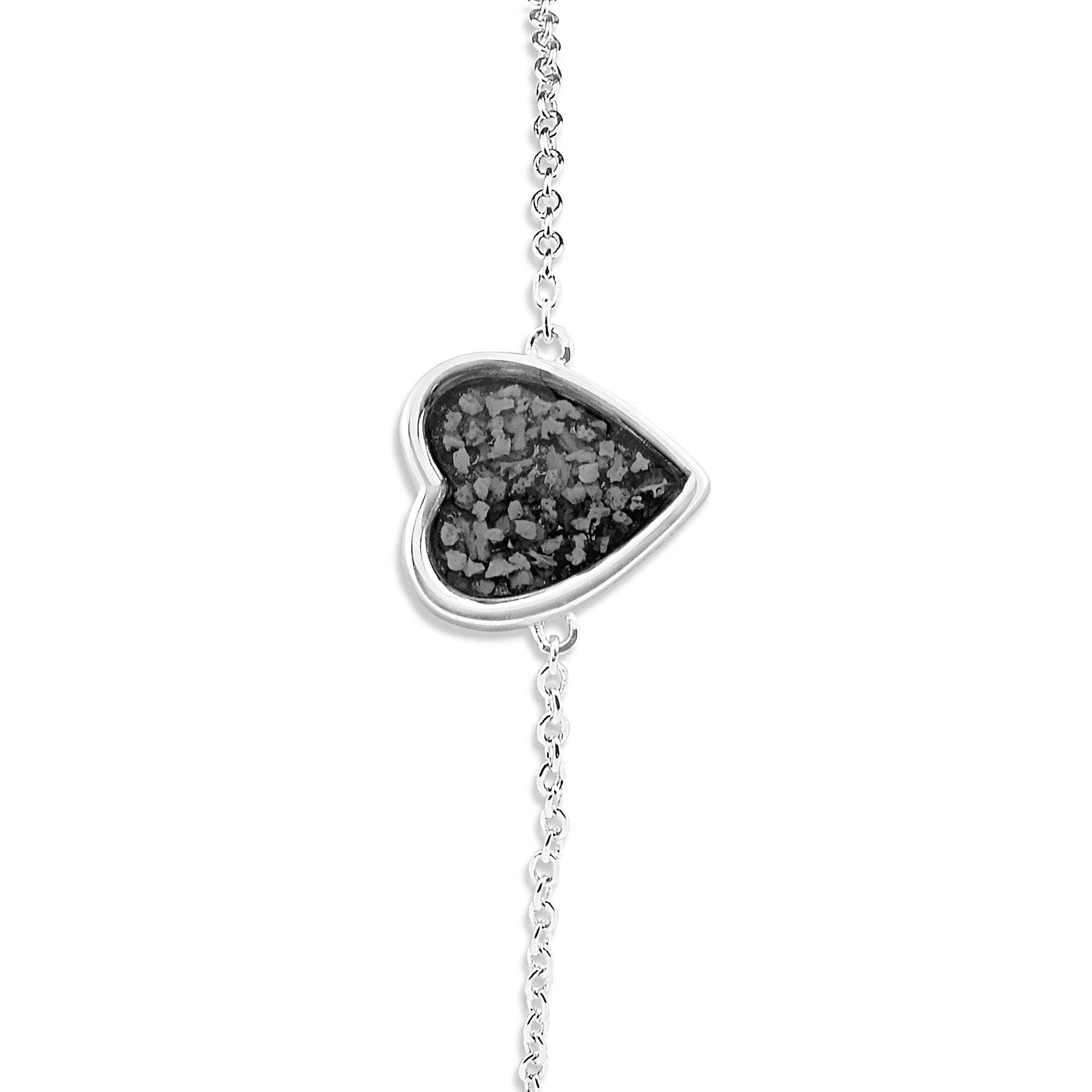 EverWith Ladies Heart Memorial Ashes Bracelet - Sterling Silver - Black