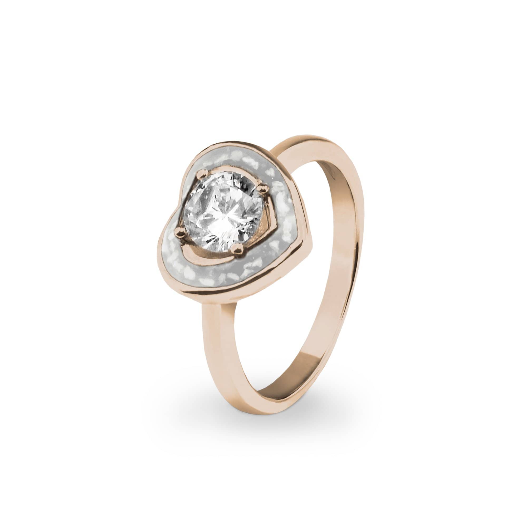 EverWith Ladies Beloved Memorial Ashes Ring with Fine Crystal - 9k Rose Gold - White