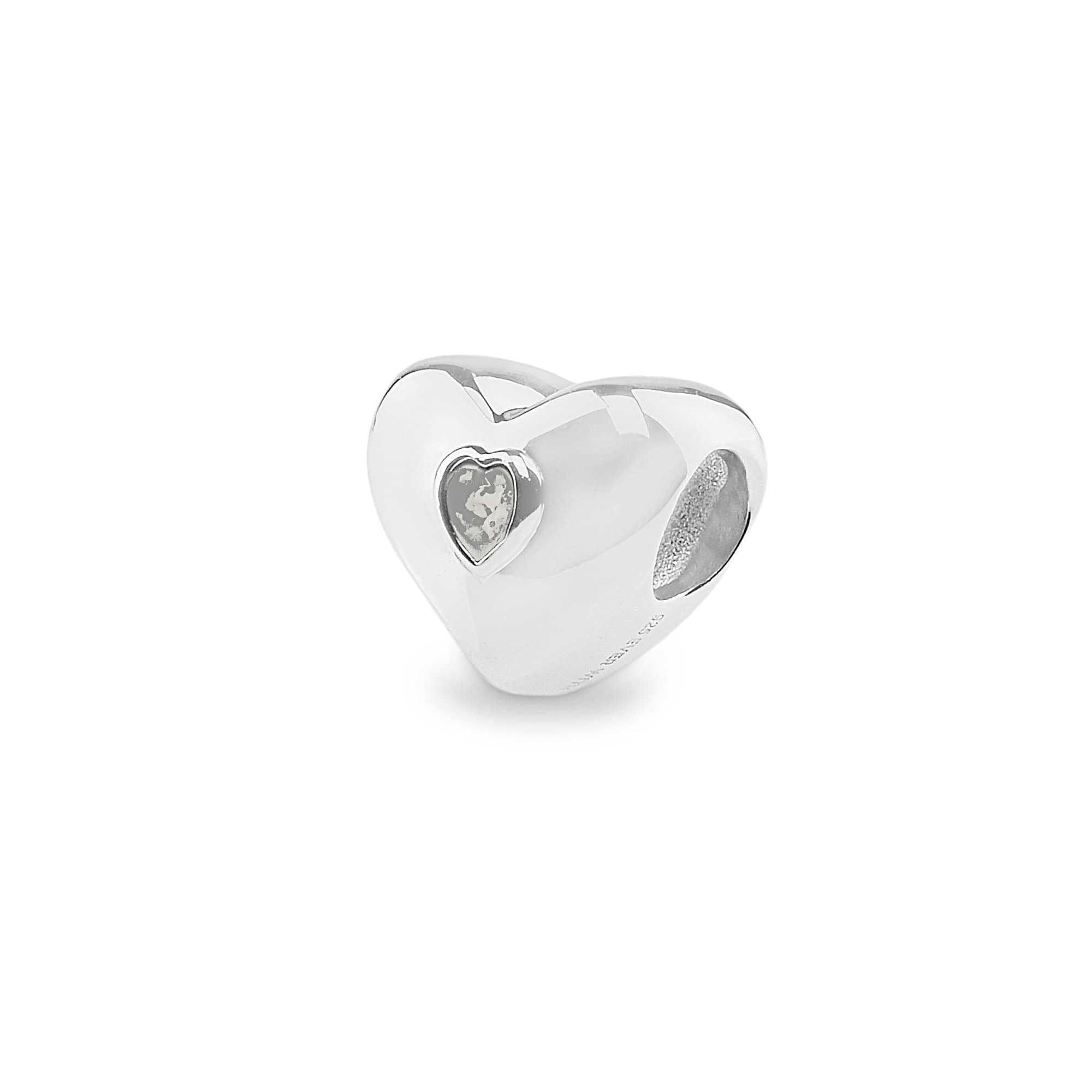 EverWith Heart Memorial Ashes Charm Bead - Sterling Silver - White