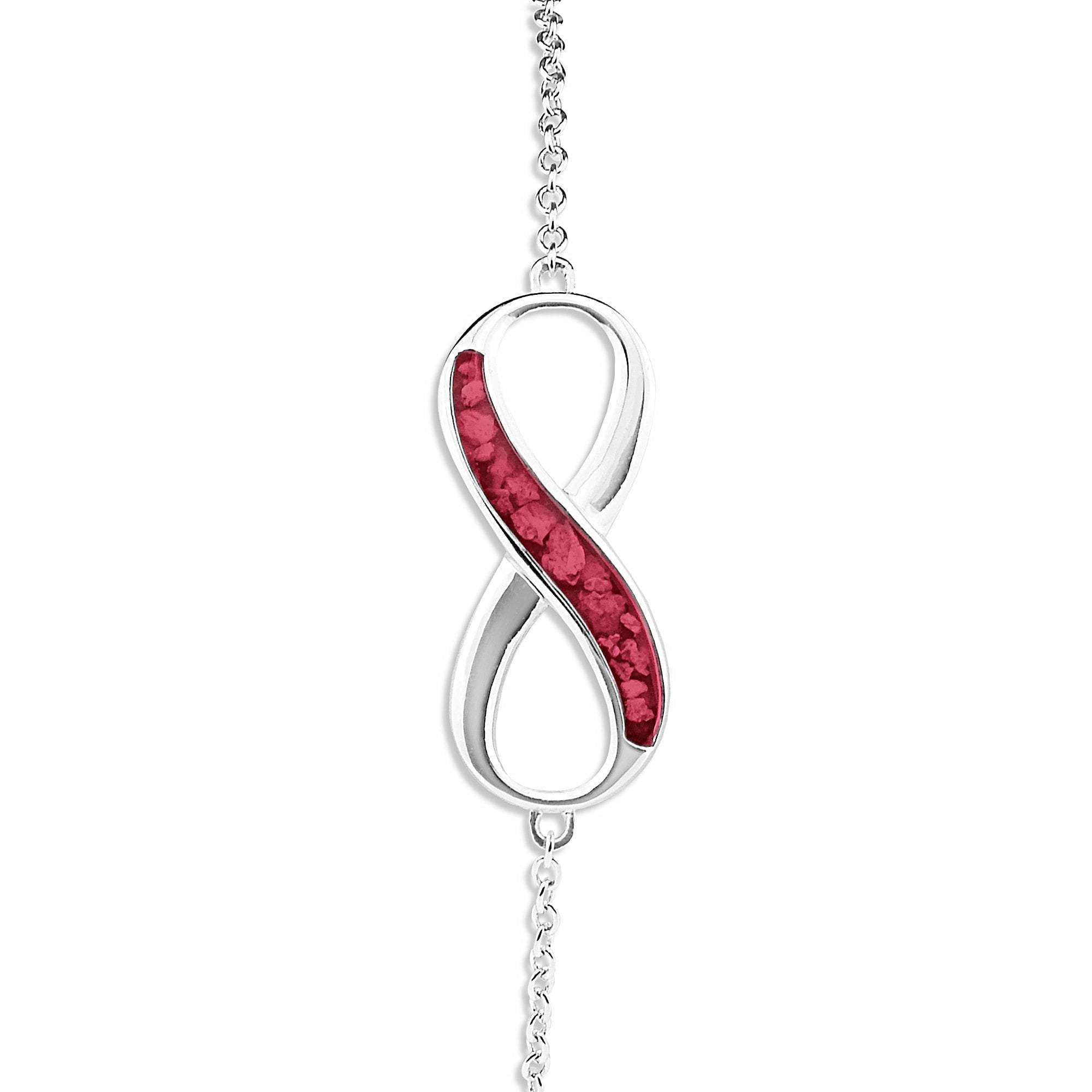 EverWith Ladies Infinity Memorial Ashes Bracelet - Sterling Silver - Red