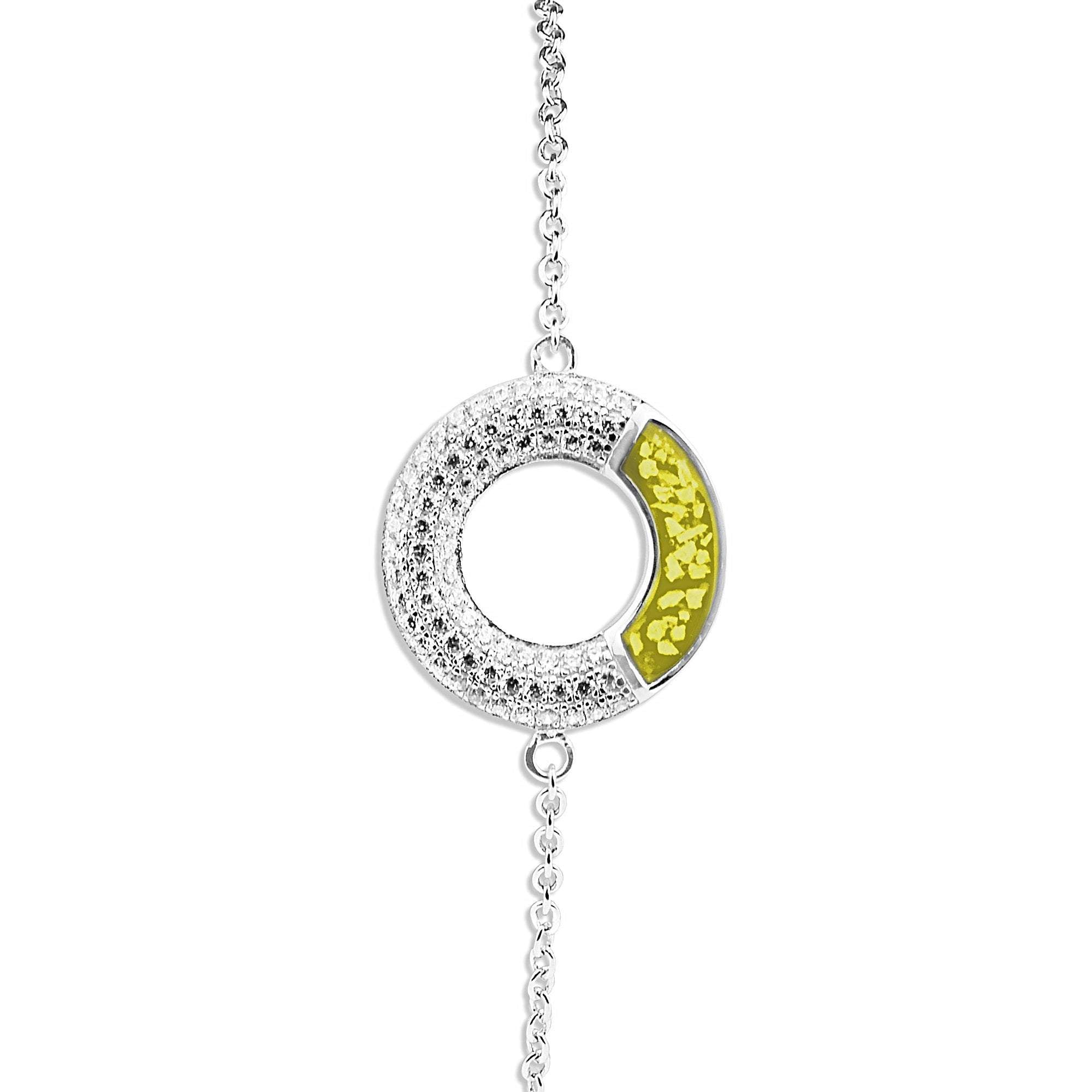 EverWith Ladies Eternal Memorial Ashes Bracelet with Fine Crystals - Sterling Silver - Yellow