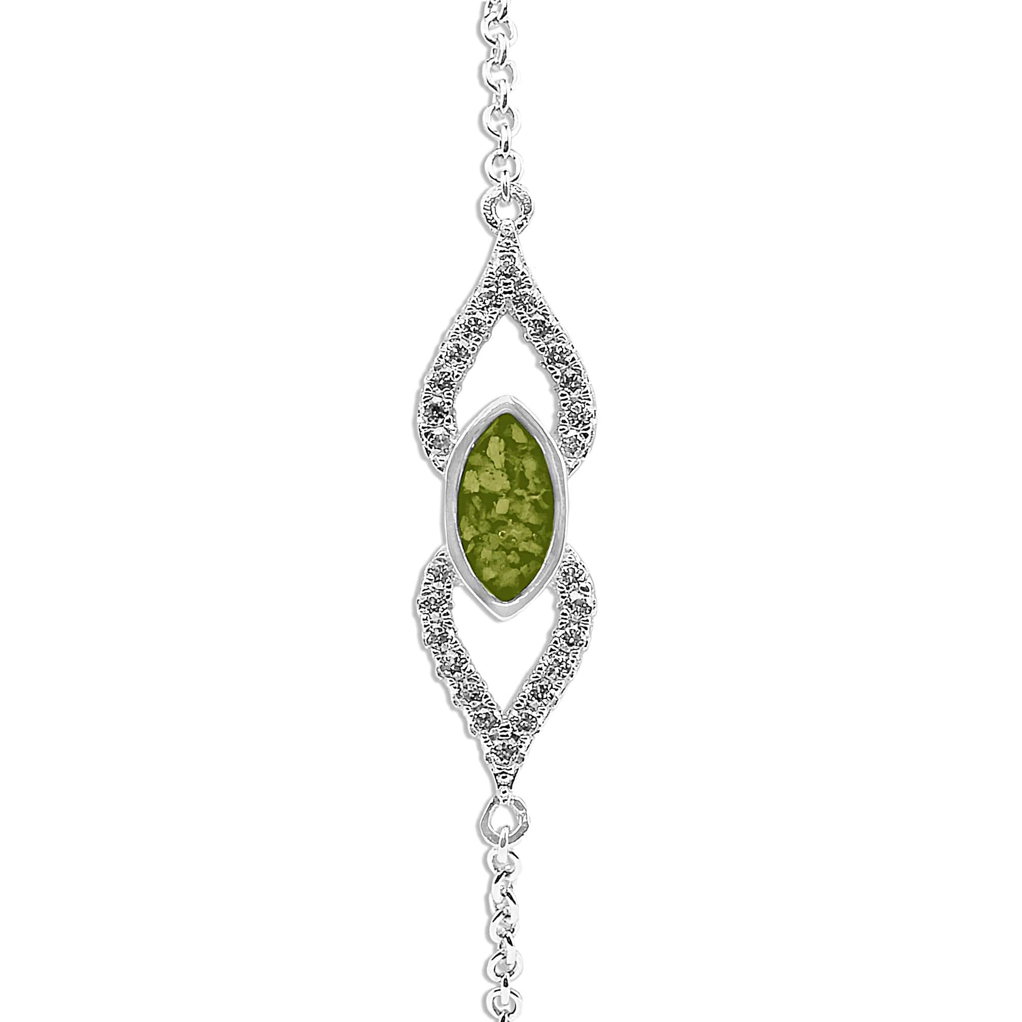 EverWith Ladies Respect Memorial Ashes Bracelet with Fine Crystals - Sterling Silver - Green