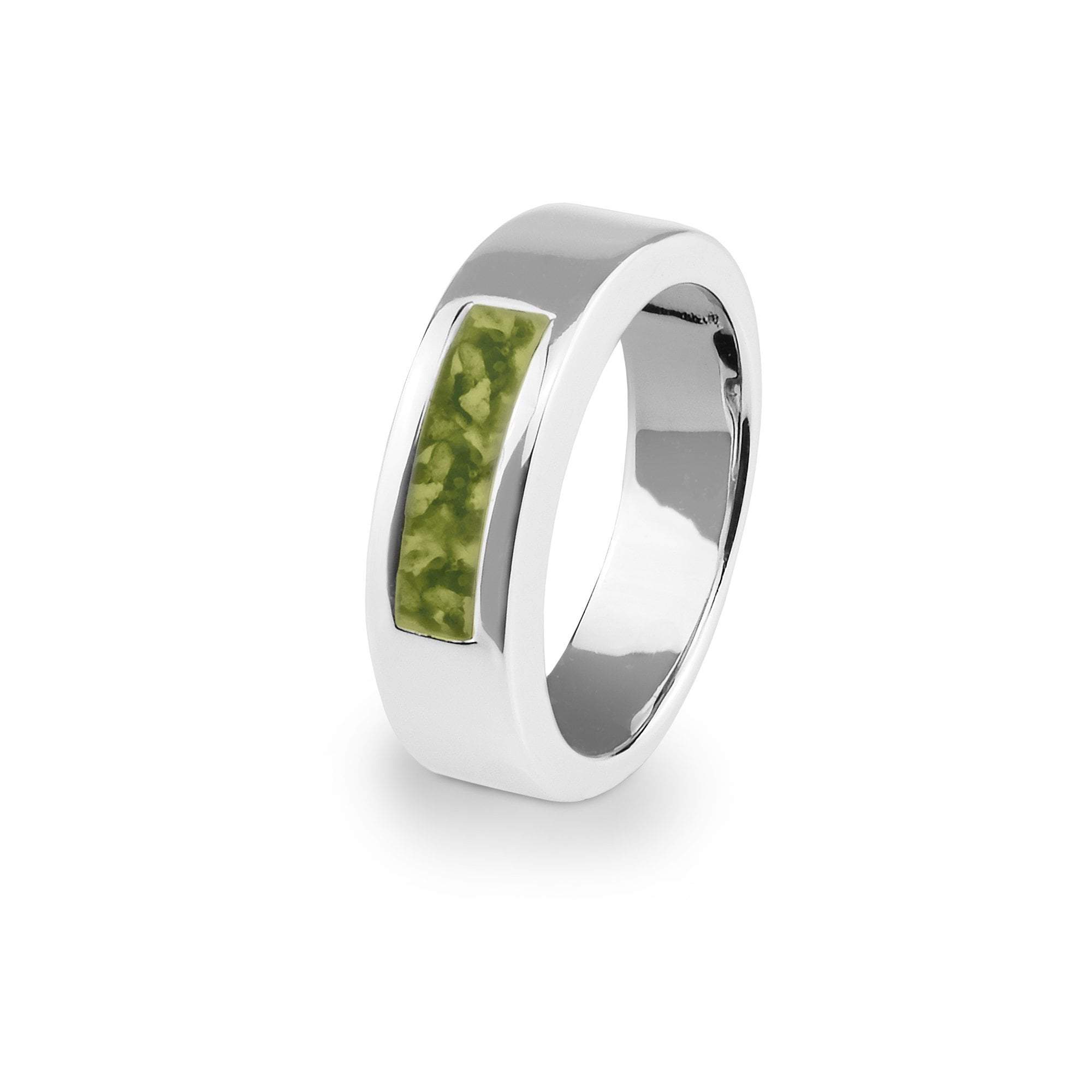 EverWith Unisex Pure Memorial Ashes Ring - Sterling Silver - Green