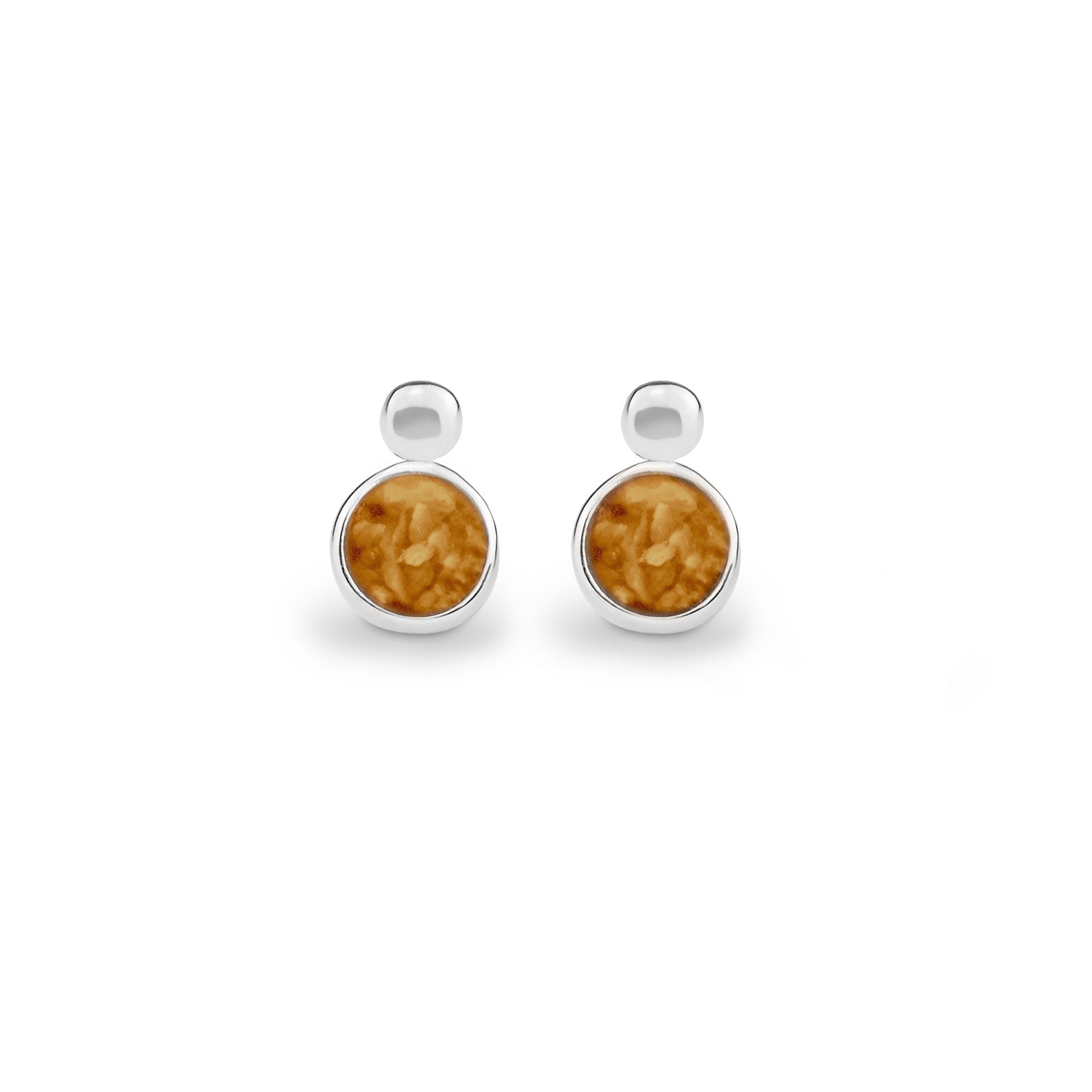EverWith Delicate Drop Memorial Ashes Earrings - Sterling Silver - Orange