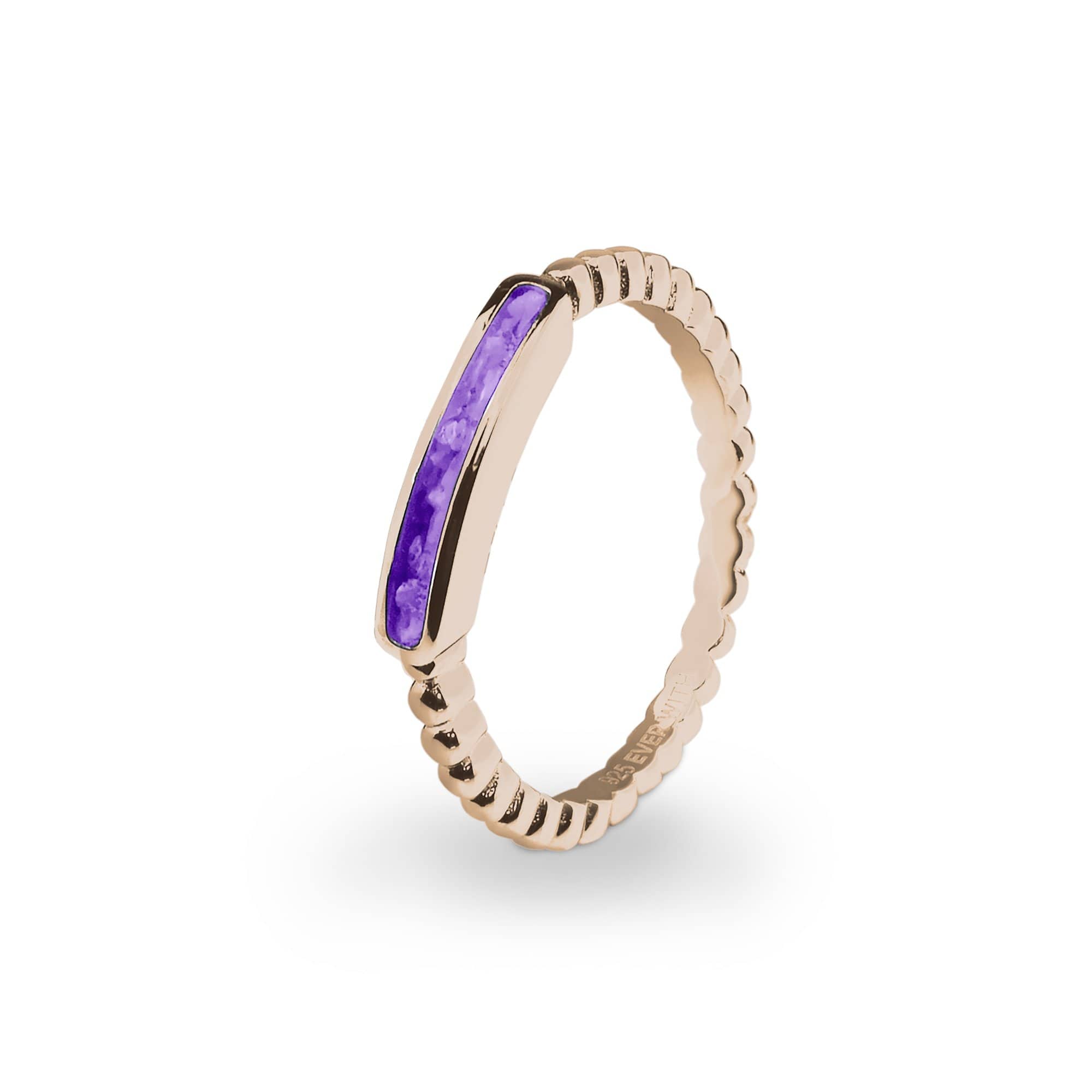 EverWith Ladies Channel Bubble Band Memorial Ashes Ring - 9k Rose Gold - Purple