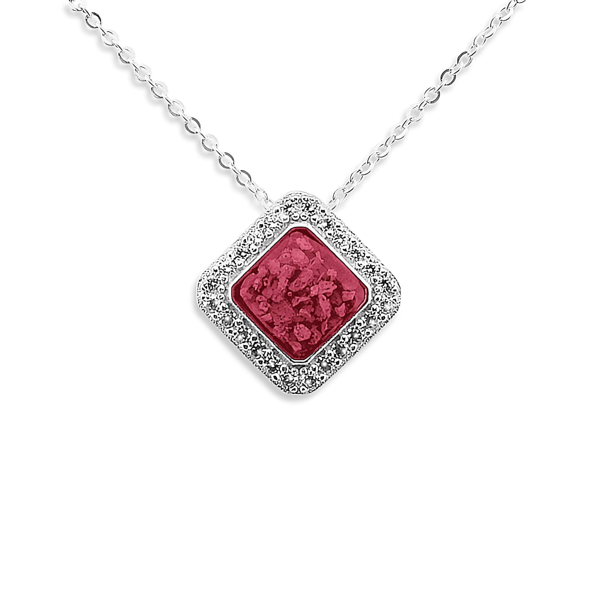 EverWith Ladies Bless Memorial Ashes Pendant with Fine Crystals - Sterling Silver - Red