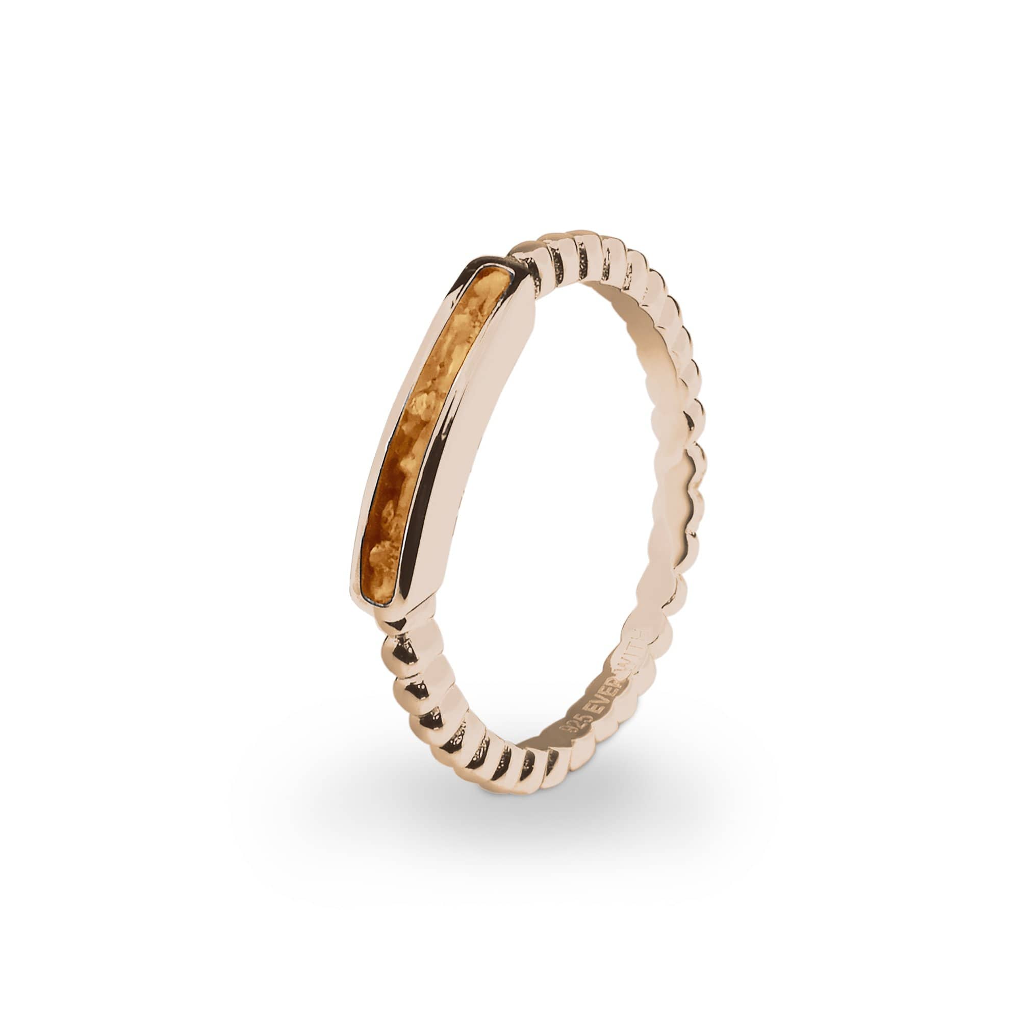 EverWith Ladies Channel Bubble Band Memorial Ashes Ring - 9k Rose Gold - Orange