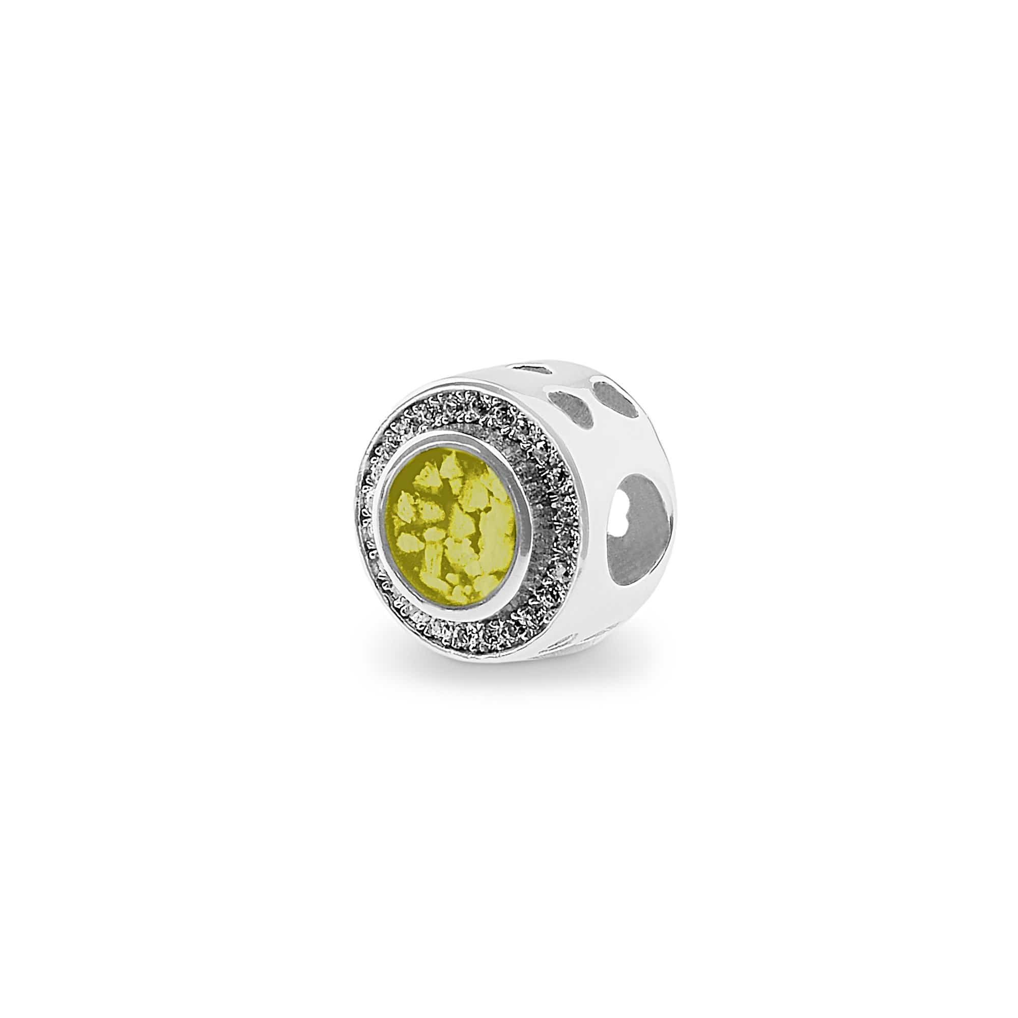 EverWith Admire Memorial Ashes Charm Bead with Fine Crystals - 9k White Gold - Yellow
