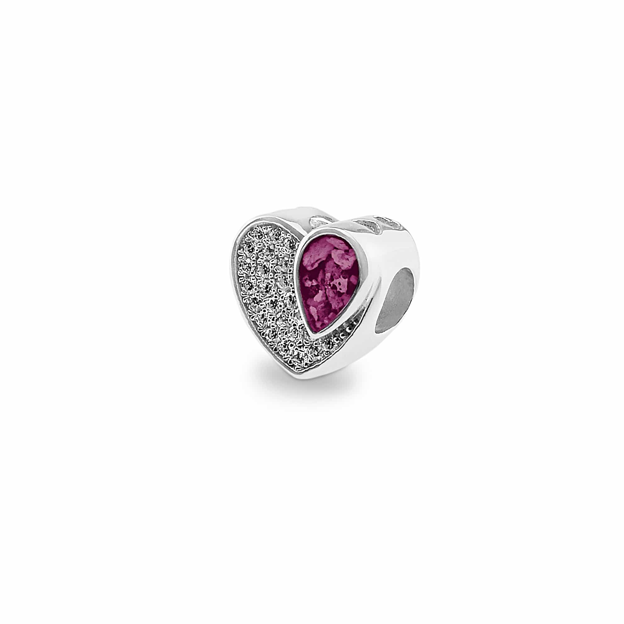 EverWith Beloved Memorial Ashes Charm Bead with Fine Crystals - Sterling Silver - Violet