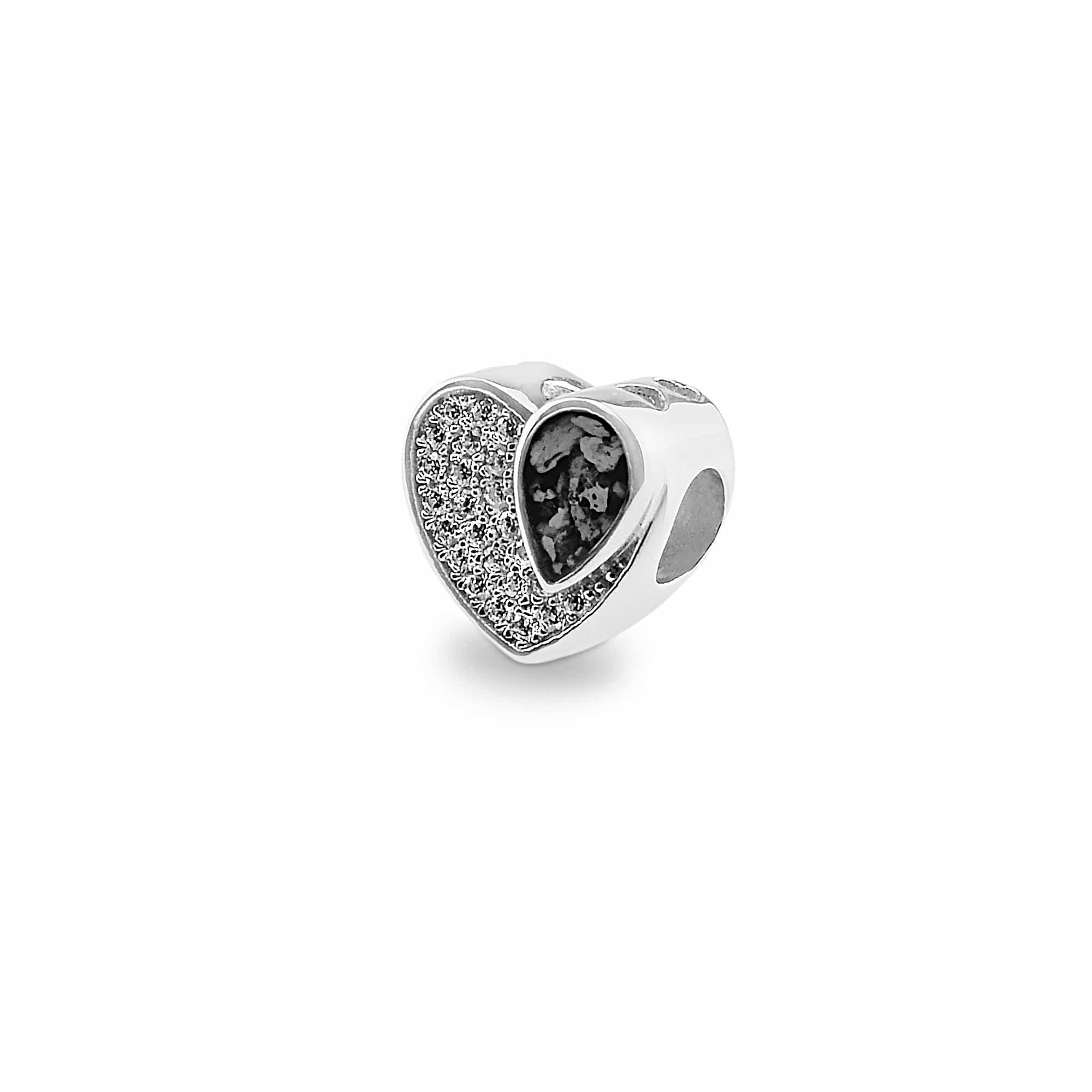 EverWith Beloved Memorial Ashes Charm Bead with Fine Crystals - Sterling Silver - Black