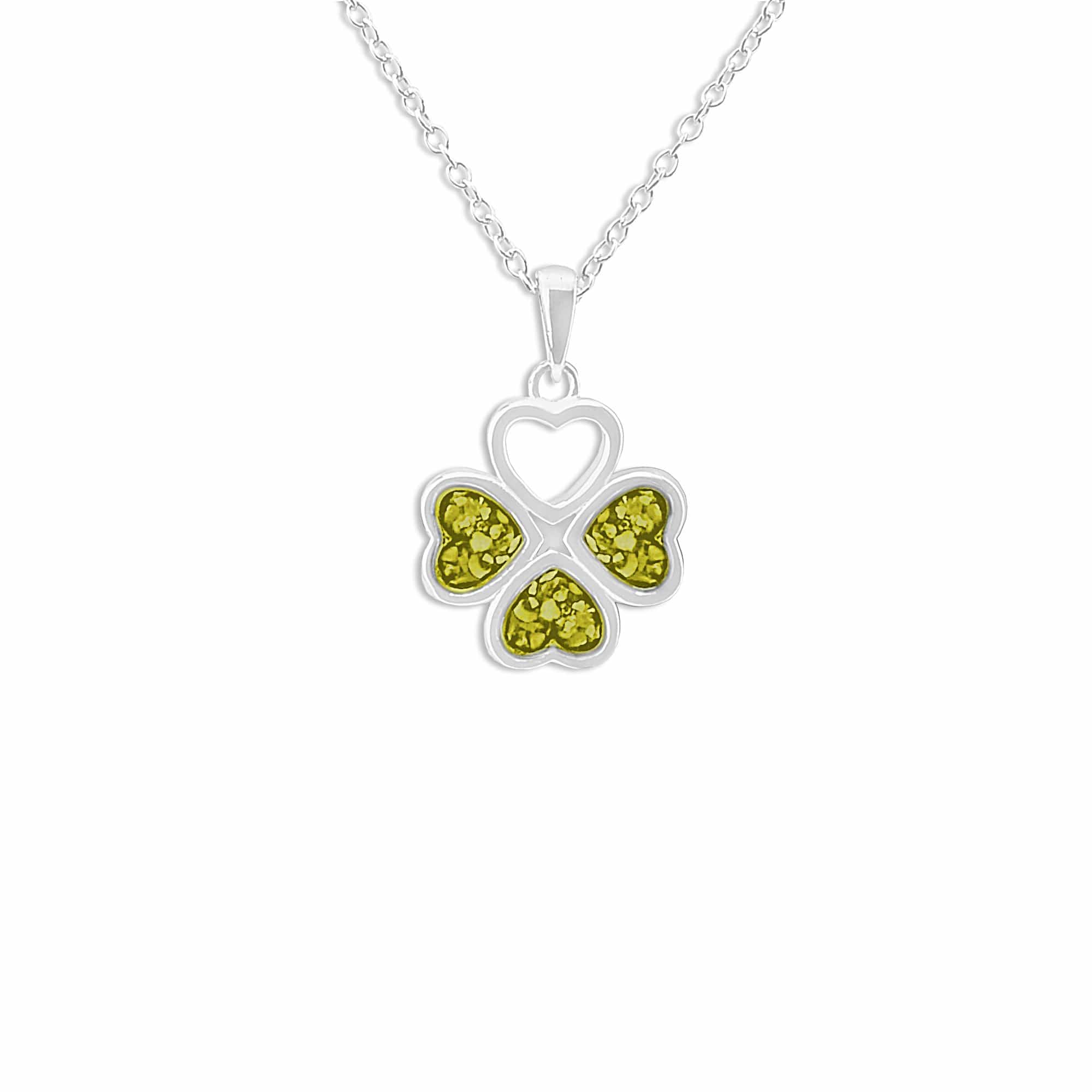 EverWith Ladies Clover Memorial Ashes Pendant - Sterling Silver - Yellow