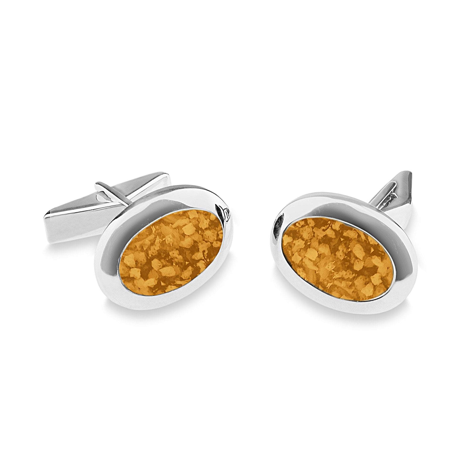 EverWith Gents Oval Memorial Ashes Cufflinks - Sterling Silver - Orange