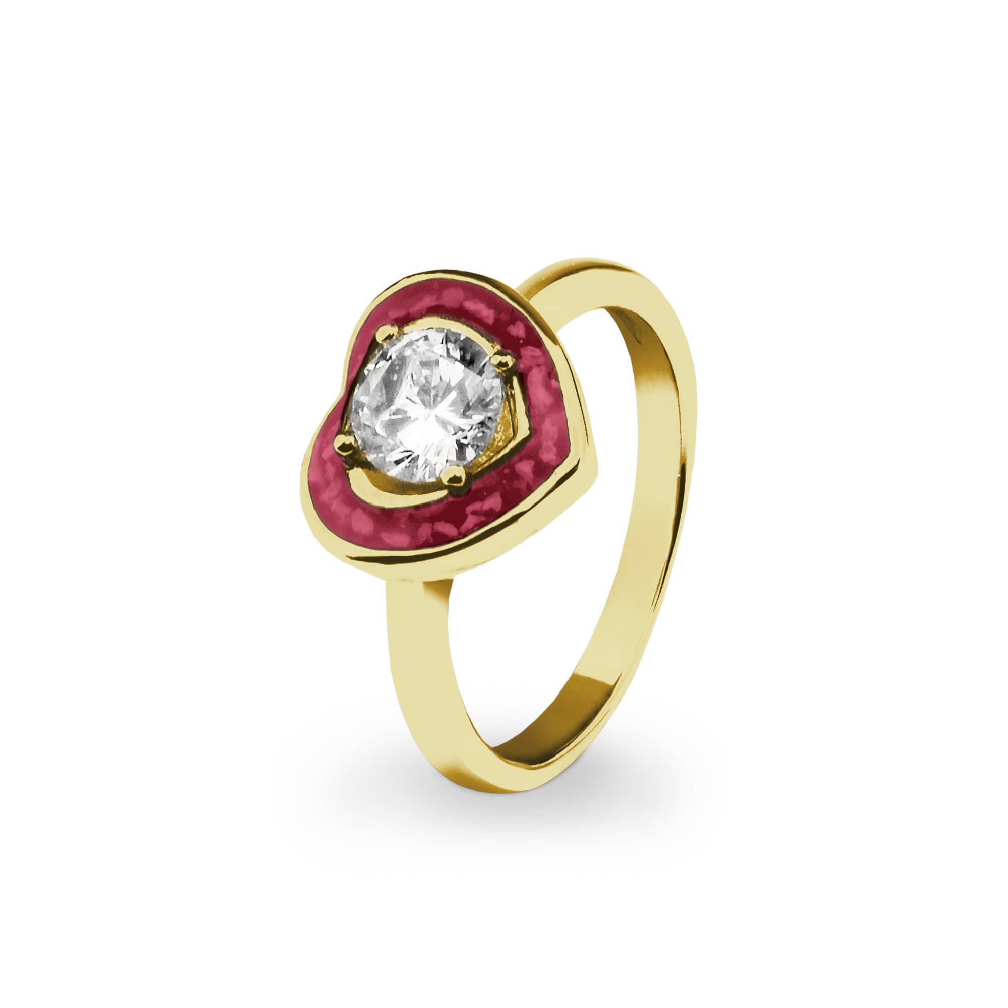 EverWith Ladies Beloved Memorial Ashes Ring with Fine Crystal - 9k Yellow Gold - Red