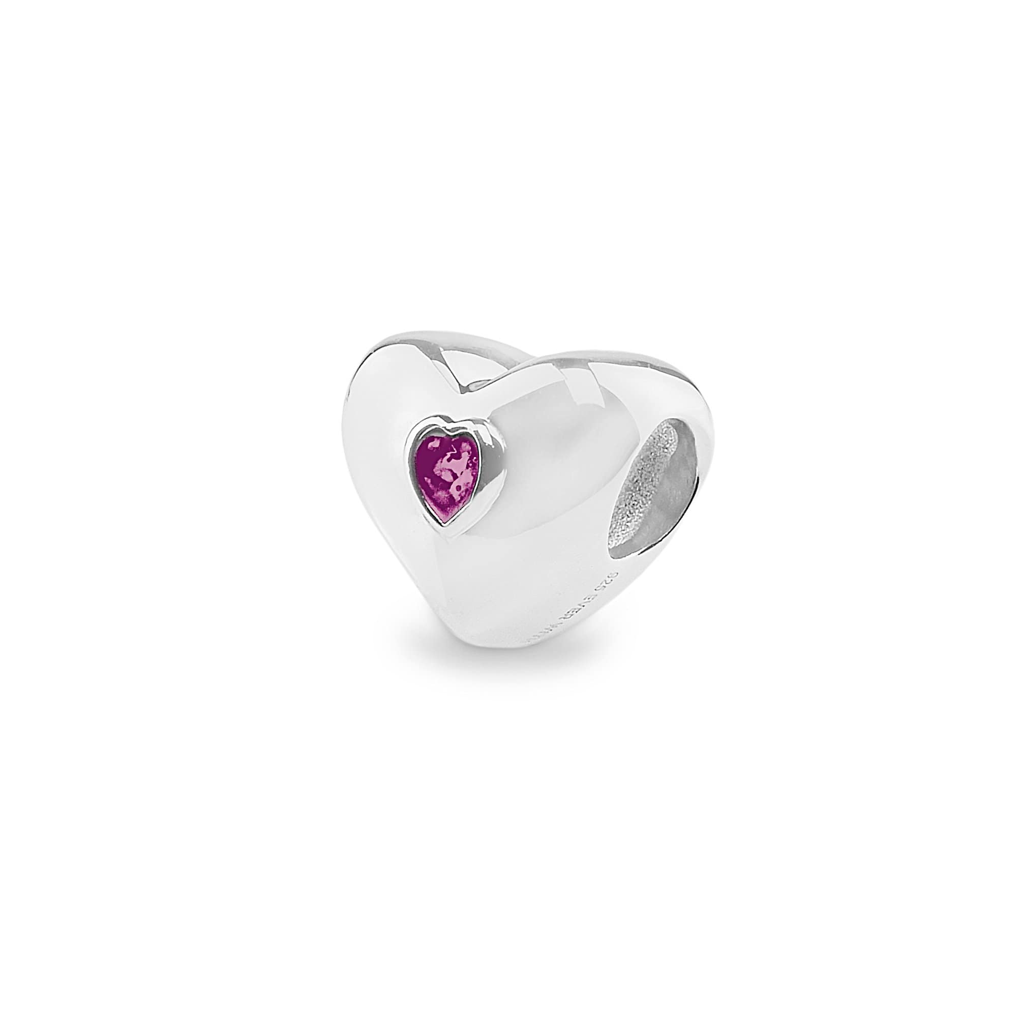 EverWith Heart Memorial Ashes Charm Bead - Sterling Silver - Pink