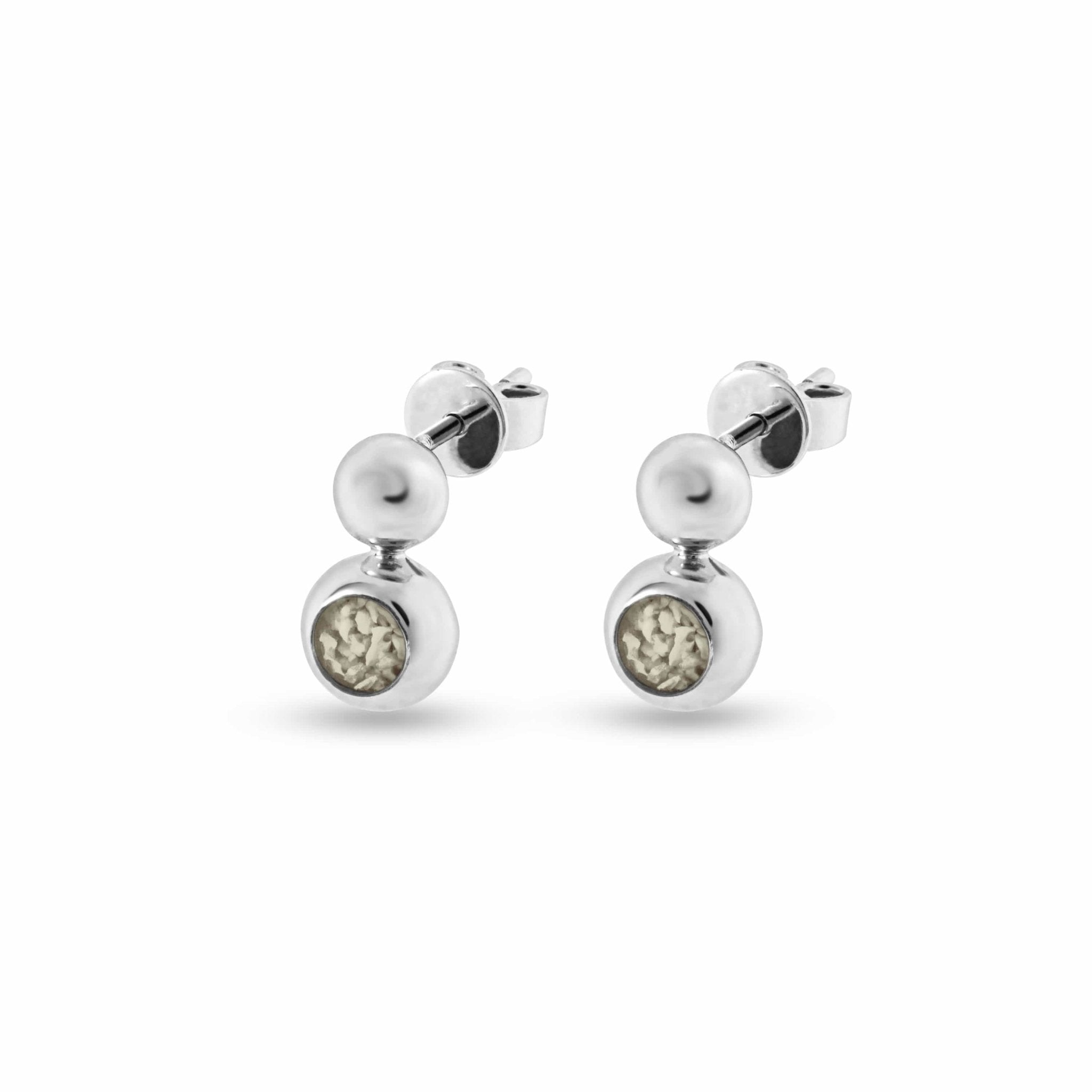 EverWith Ladies Rondure Drop Memorial Ashes Earrings - Sterling Silver - Transparent