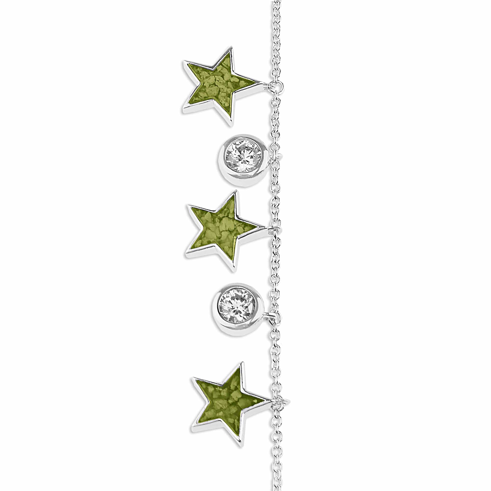 EverWith Ladies Galaxy Memorial Ashes Bracelet with Fine Crystals - Sterling Silver - Green