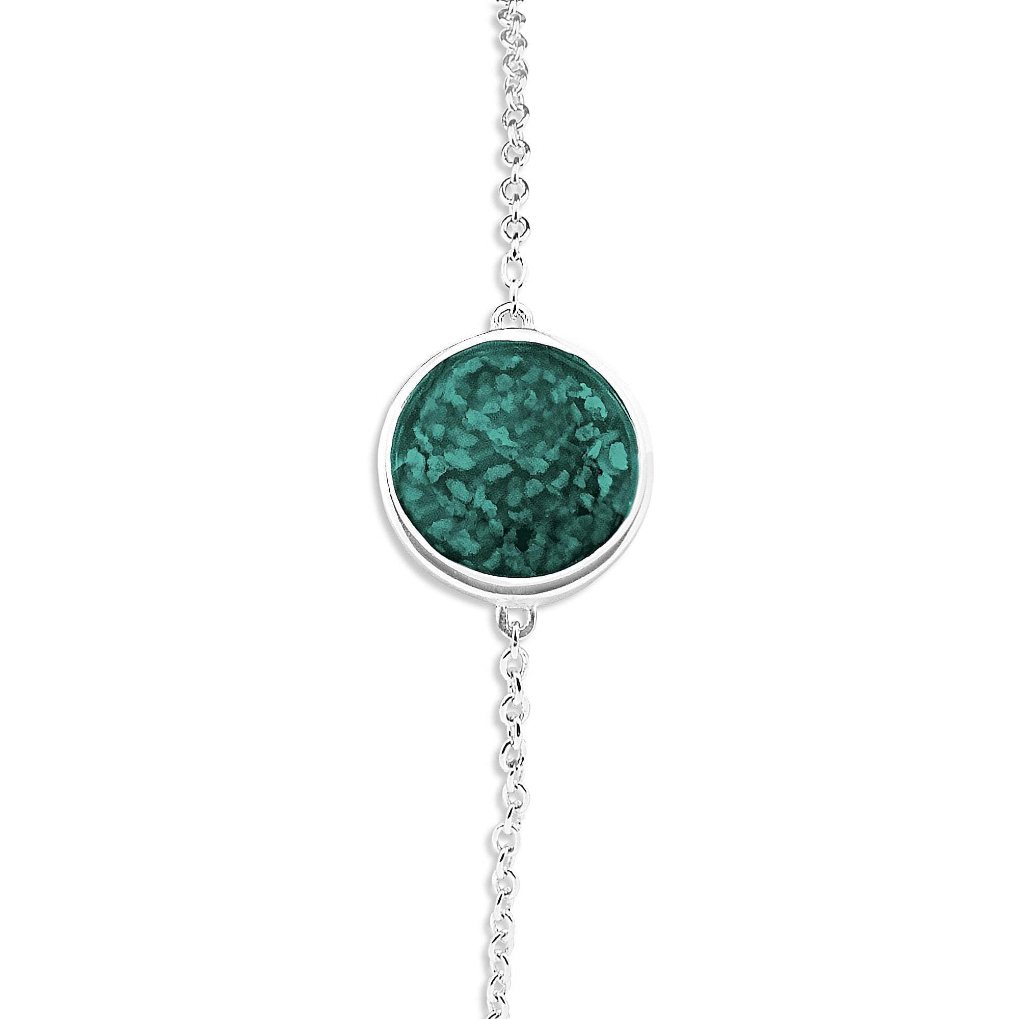 EverWith Ladies Classic Round Memorial Ashes Bracelet - Sterling Silver - Aqua