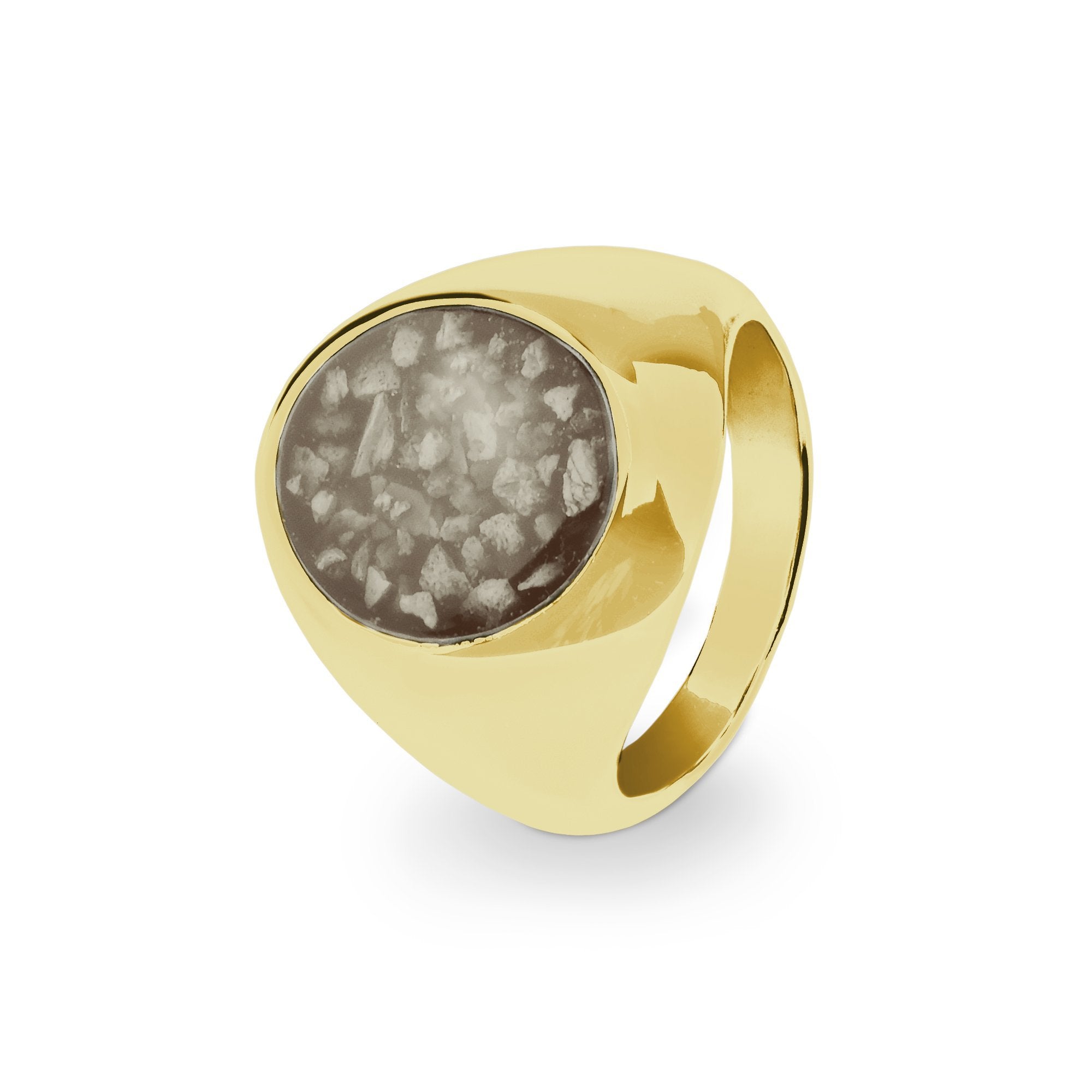 EverWith Gents Signet Memorial Ashes Ring - 9k Yellow Gold - Transparent