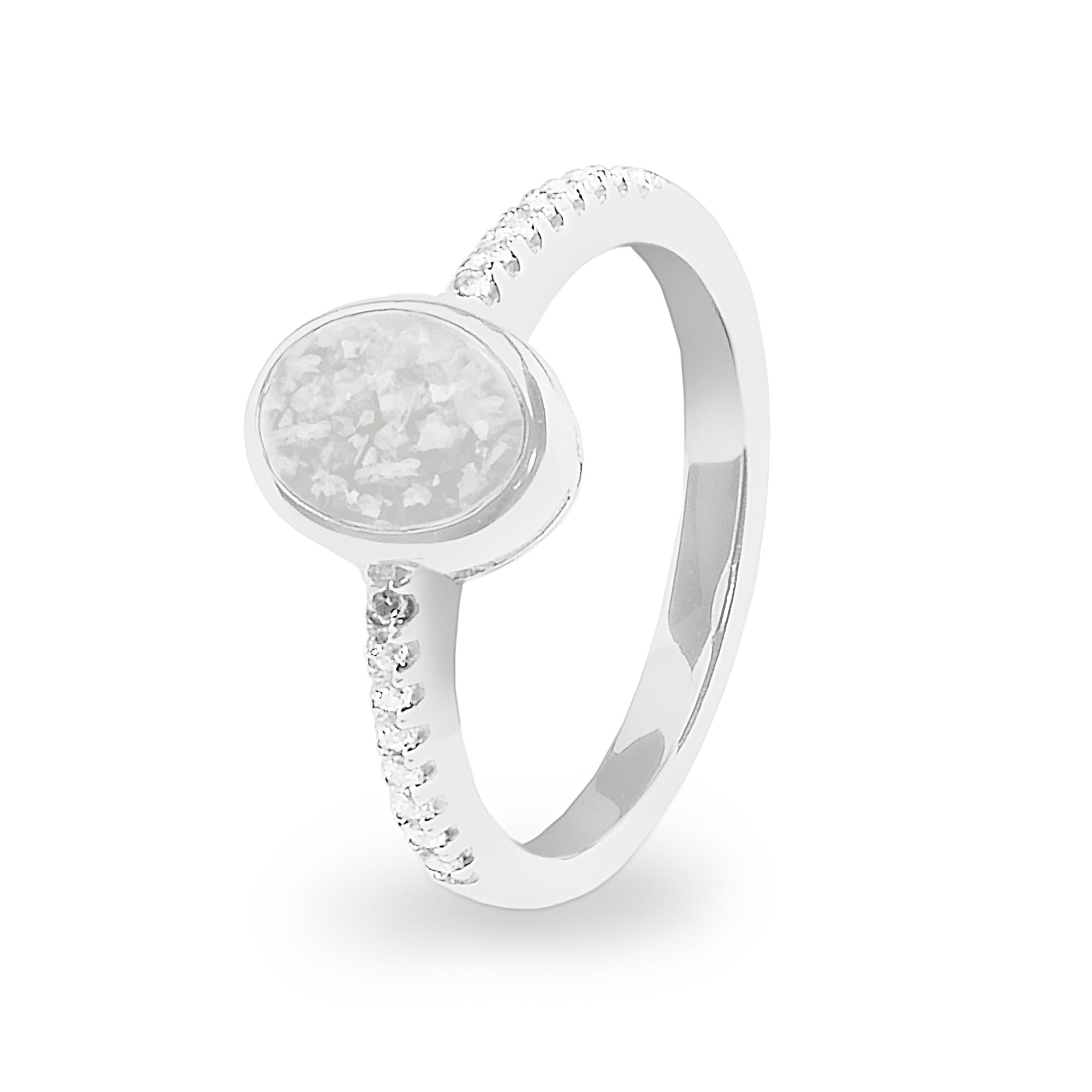 EverWith Ladies Guard Memorial Ashes Ring - 9k White Gold - White