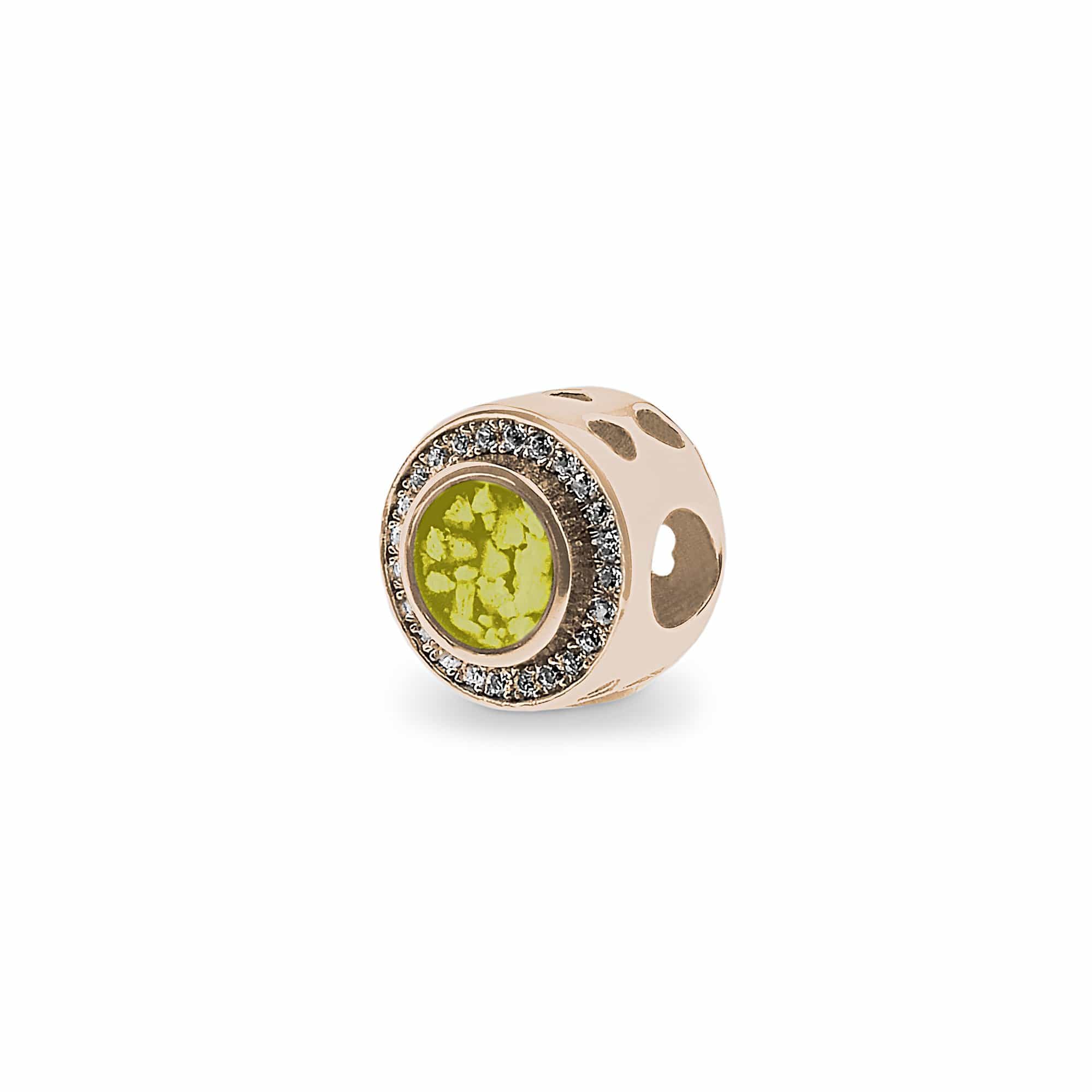 EverWith Admire Memorial Ashes Charm Bead with Fine Crystals - 9k Rose Gold - Yellow