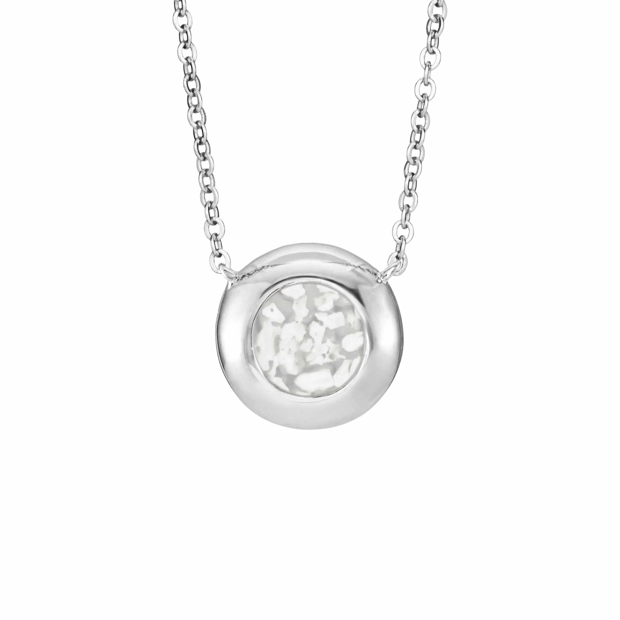 EverWith Ladies Rondure Memorial Ashes Necklace - Sterling Silver - White
