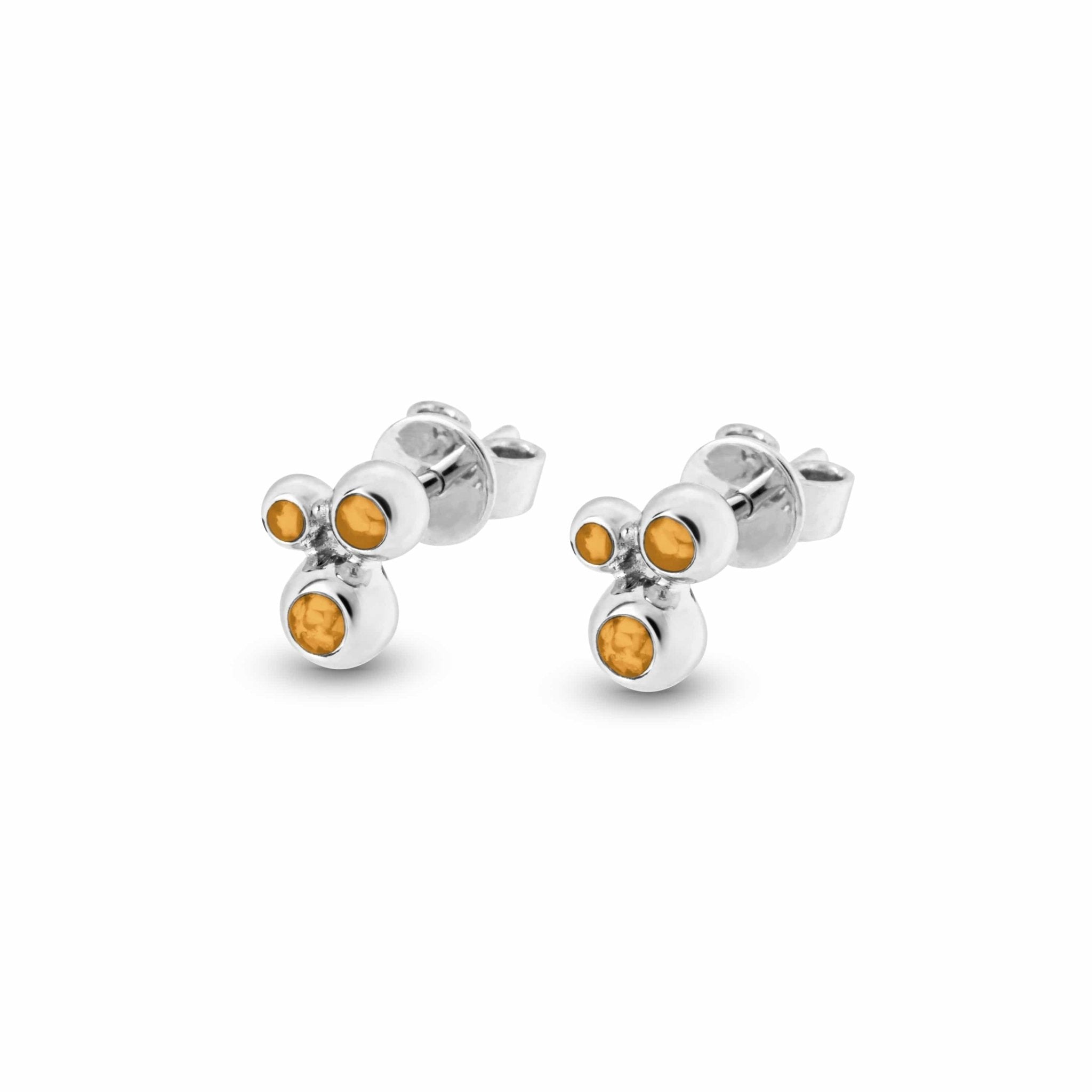 EverWith Ladies Rondure Array Triple Memorial Ashes Earrings - Sterling Silver - Orange
