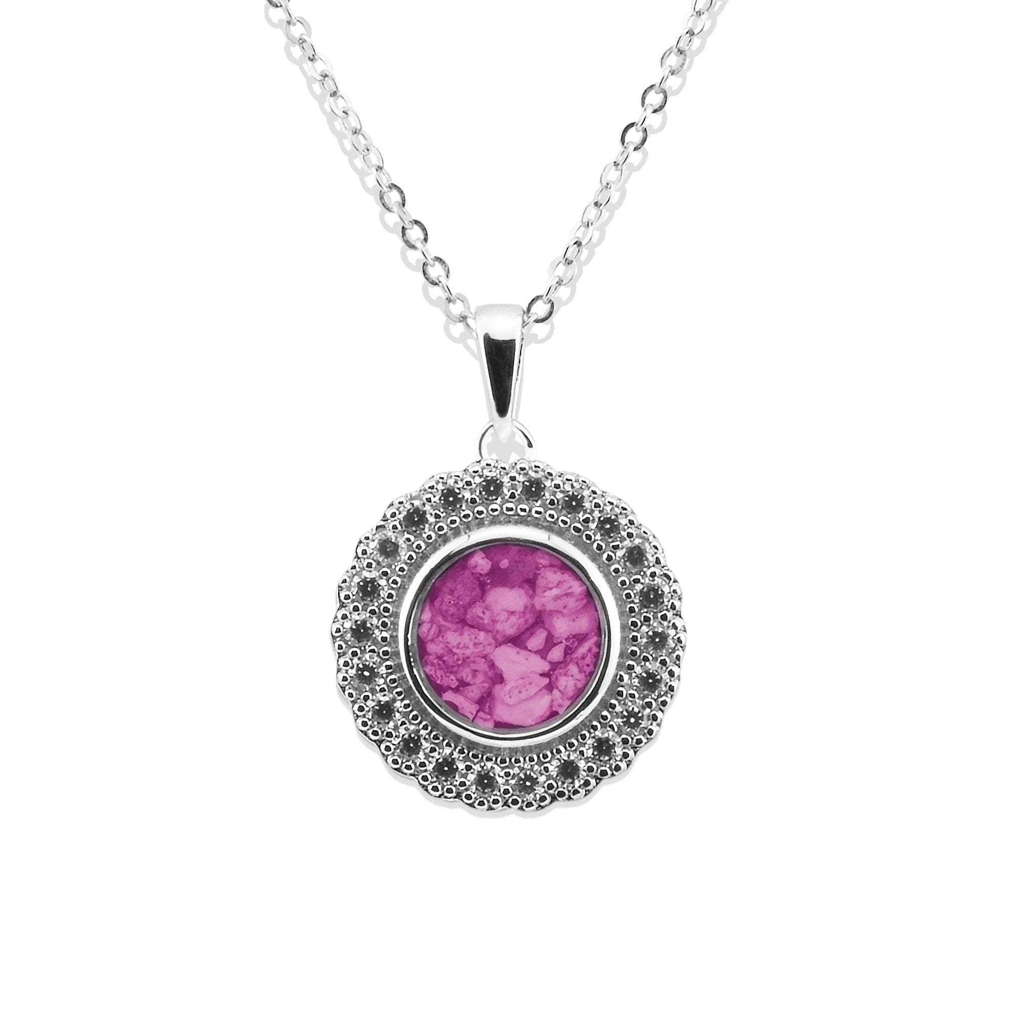 EverWith Ladies Petals Memorial Ashes Pendant with Fine Crystals - Sterling Silver - Pink