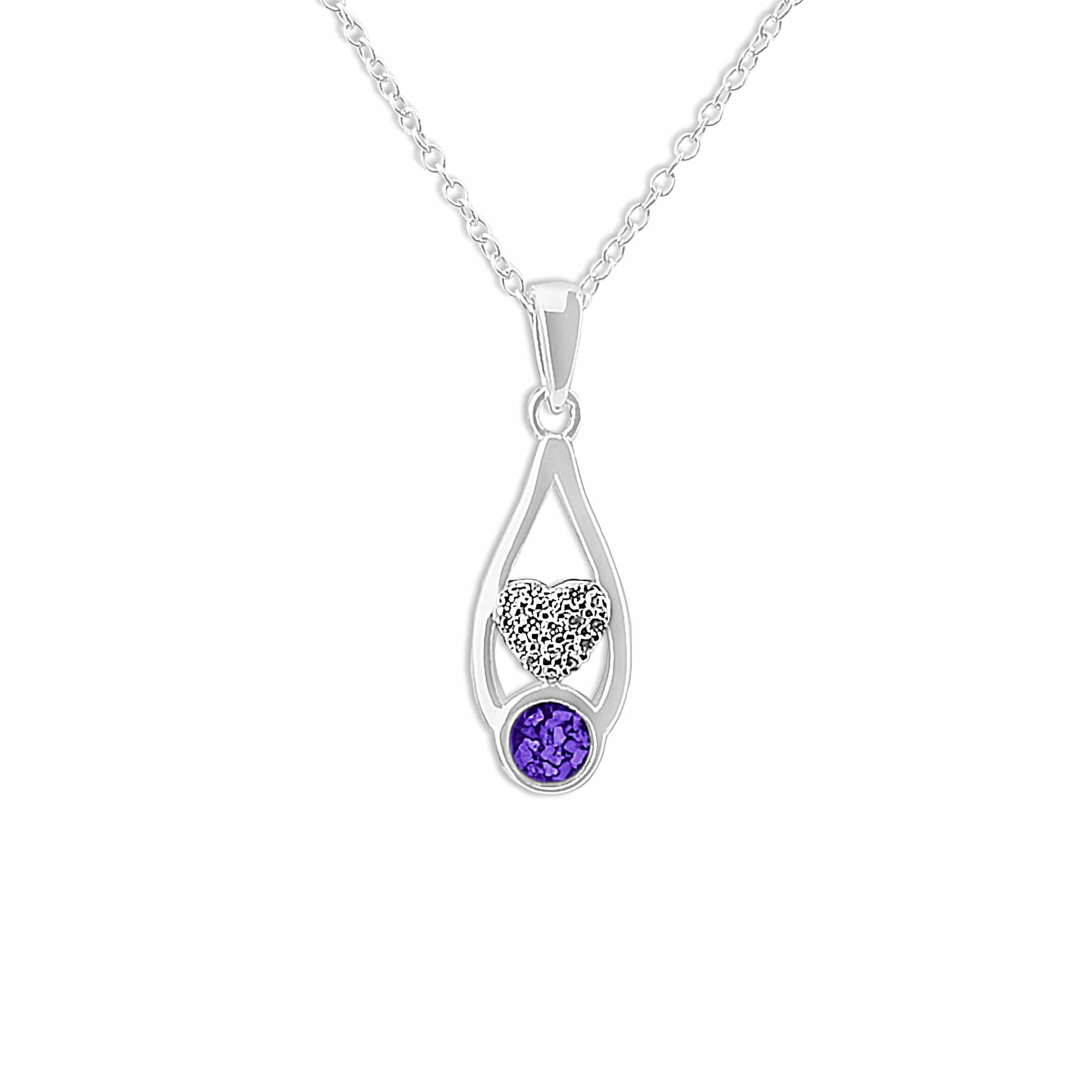 EverWith Ladies Protect Memorial Ashes Pendant with Fine Crystals - Sterling Silver - Purple