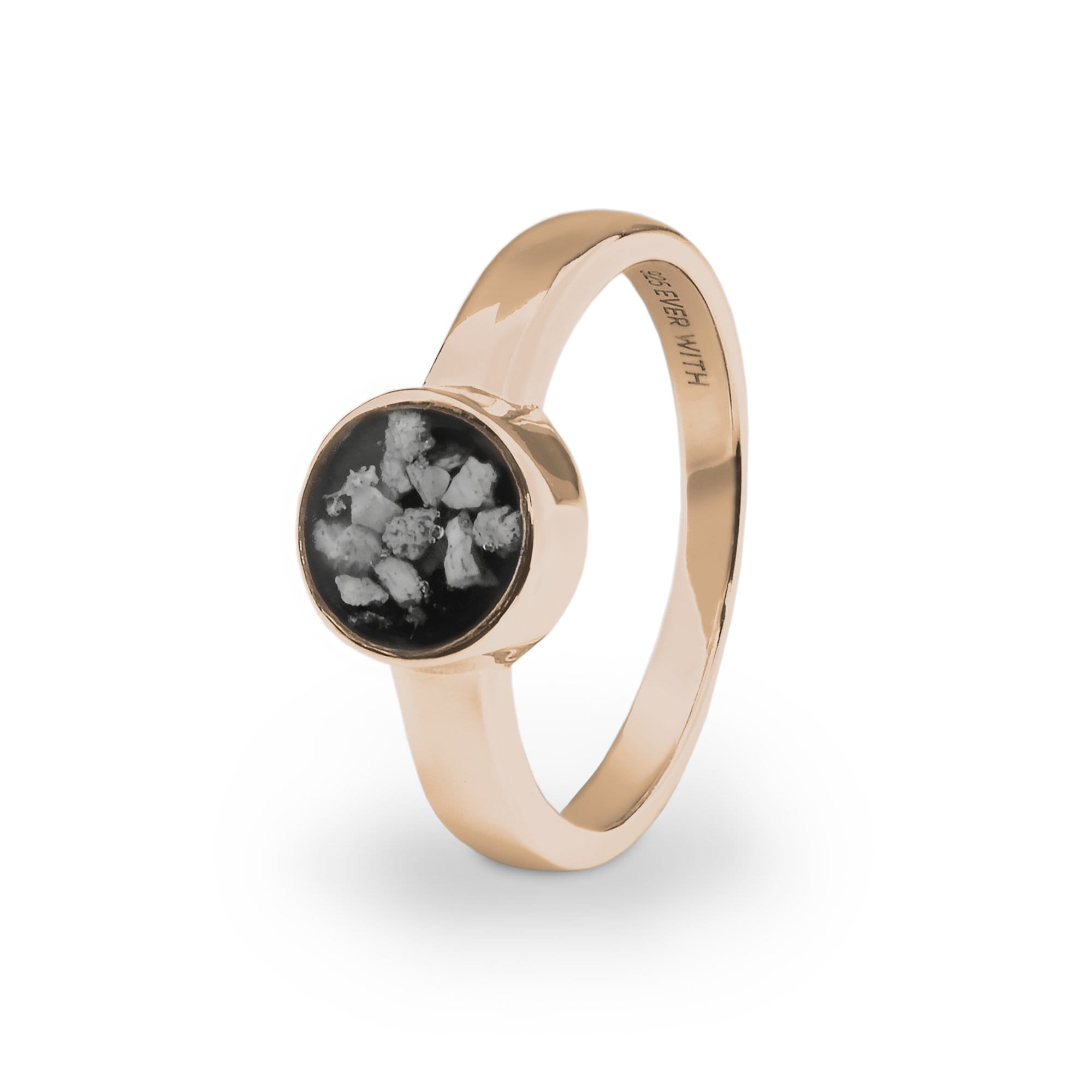 EverWith Ladies Classic Round Memorial Ashes Ring - 9k Rose Gold - Black