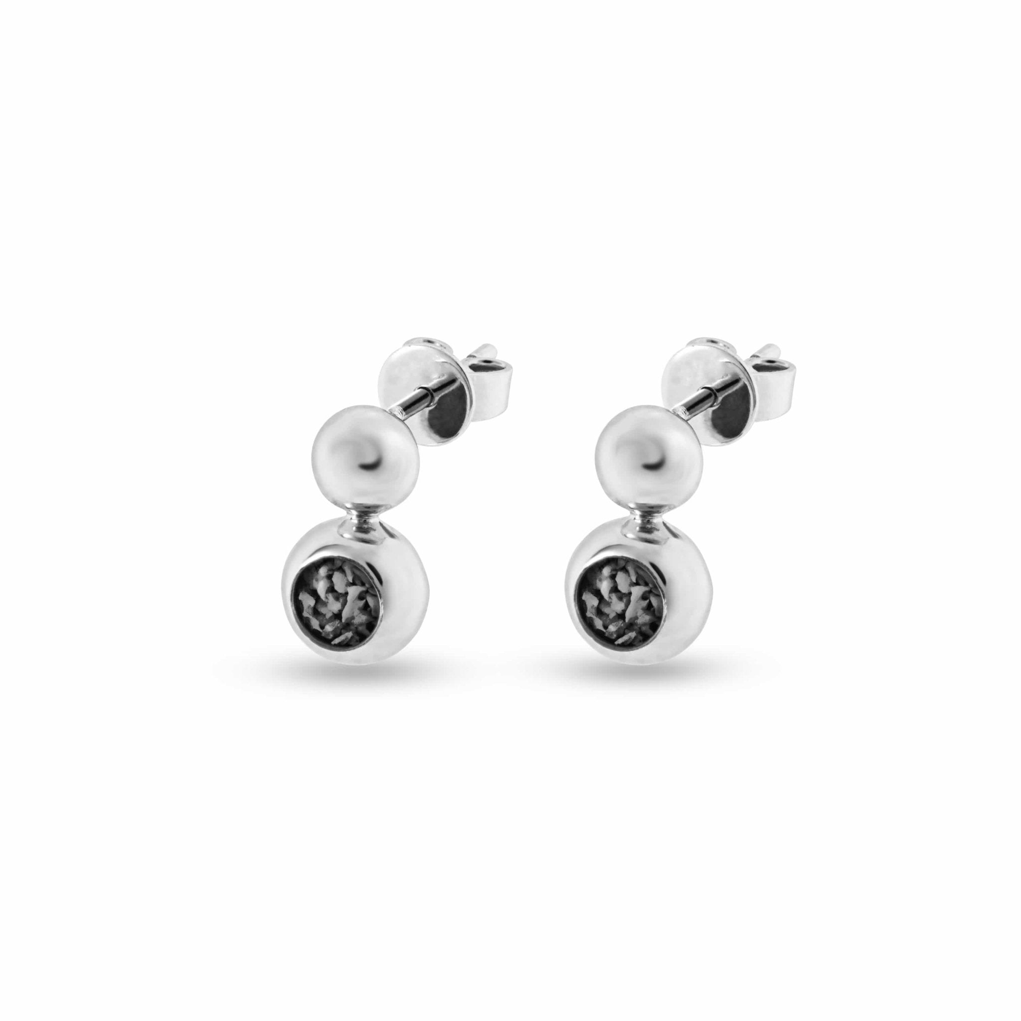 EverWith Ladies Rondure Drop Memorial Ashes Earrings - Sterling Silver - Black