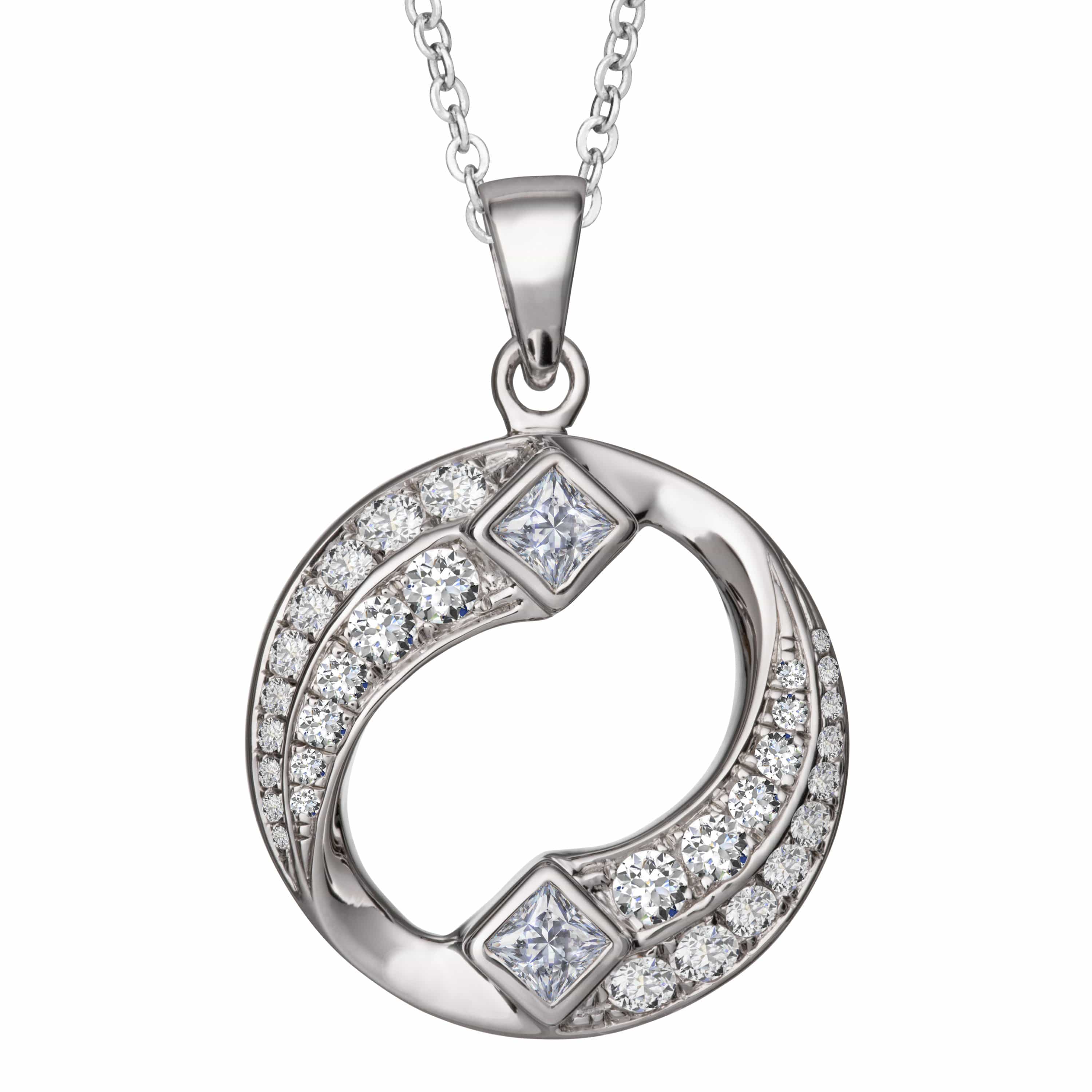 EW-SFP-1111 - EverWith Self-fill Yin Yang Dual Chamber Memorial Ashes Pendant with Crystals -Silver