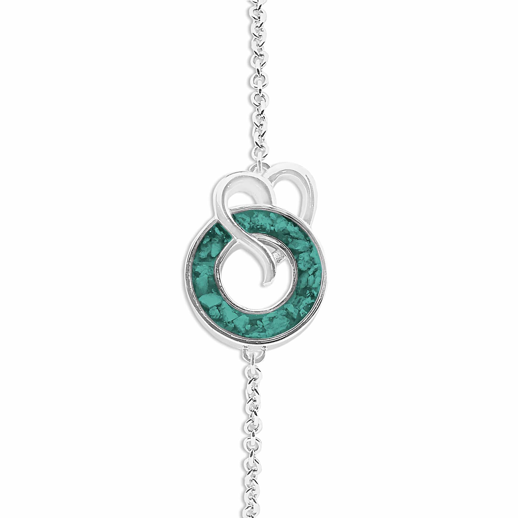 EverWith Ladies Guardian Memorial Ashes Bracelet - Sterling Silver - Aqua