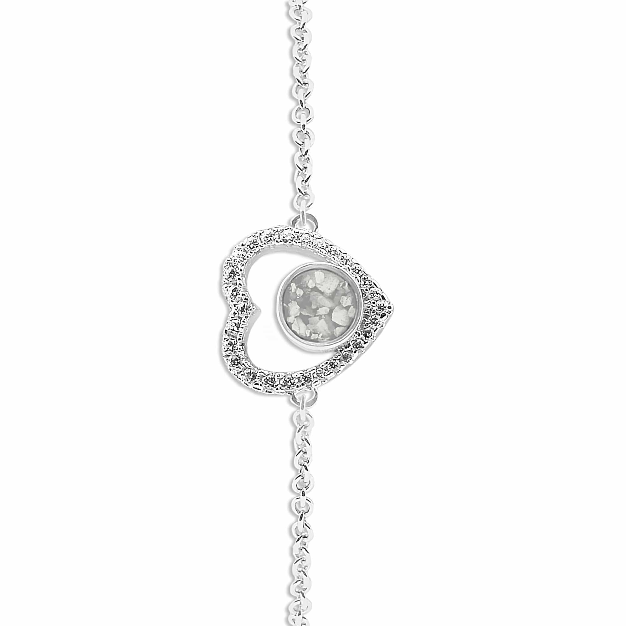 EverWith Ladies Forever Memorial Ashes Bracelet with Fine Crystals - Sterling Silver - White