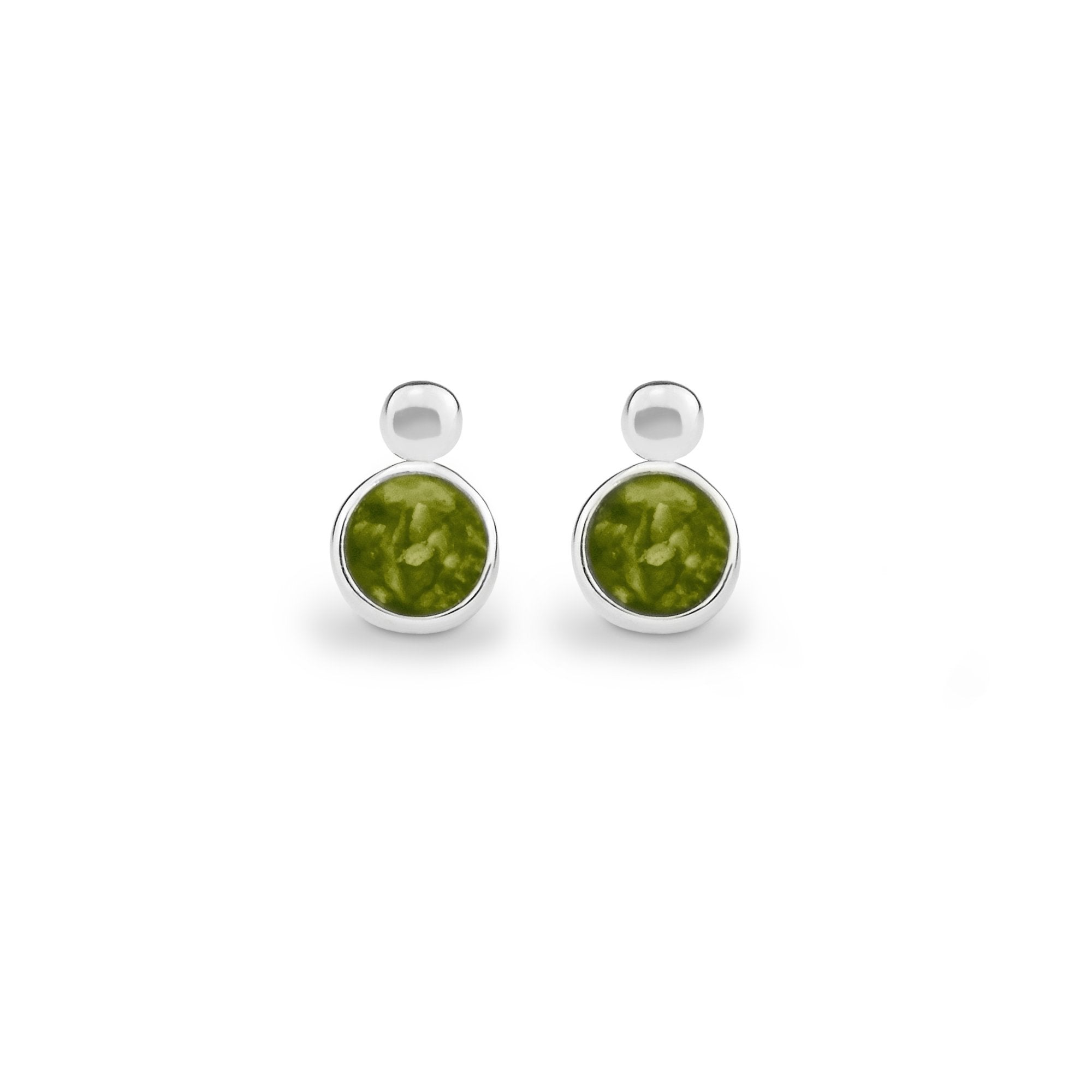 EverWith Delicate Drop Memorial Ashes Earrings - Sterling Silver - Green