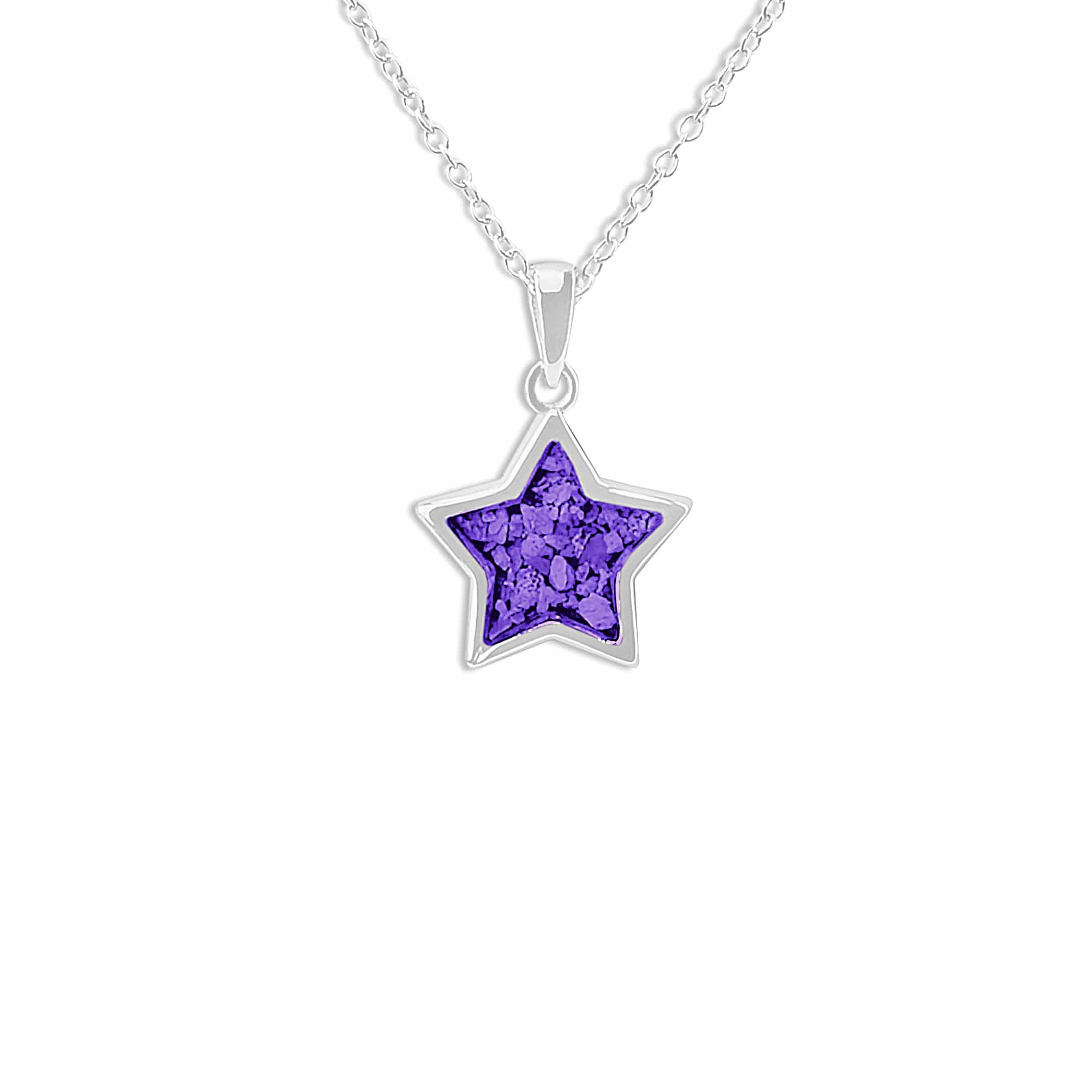 EverWith Ladies Star Memorial Ashes Pendant - Sterling Silver - Purple