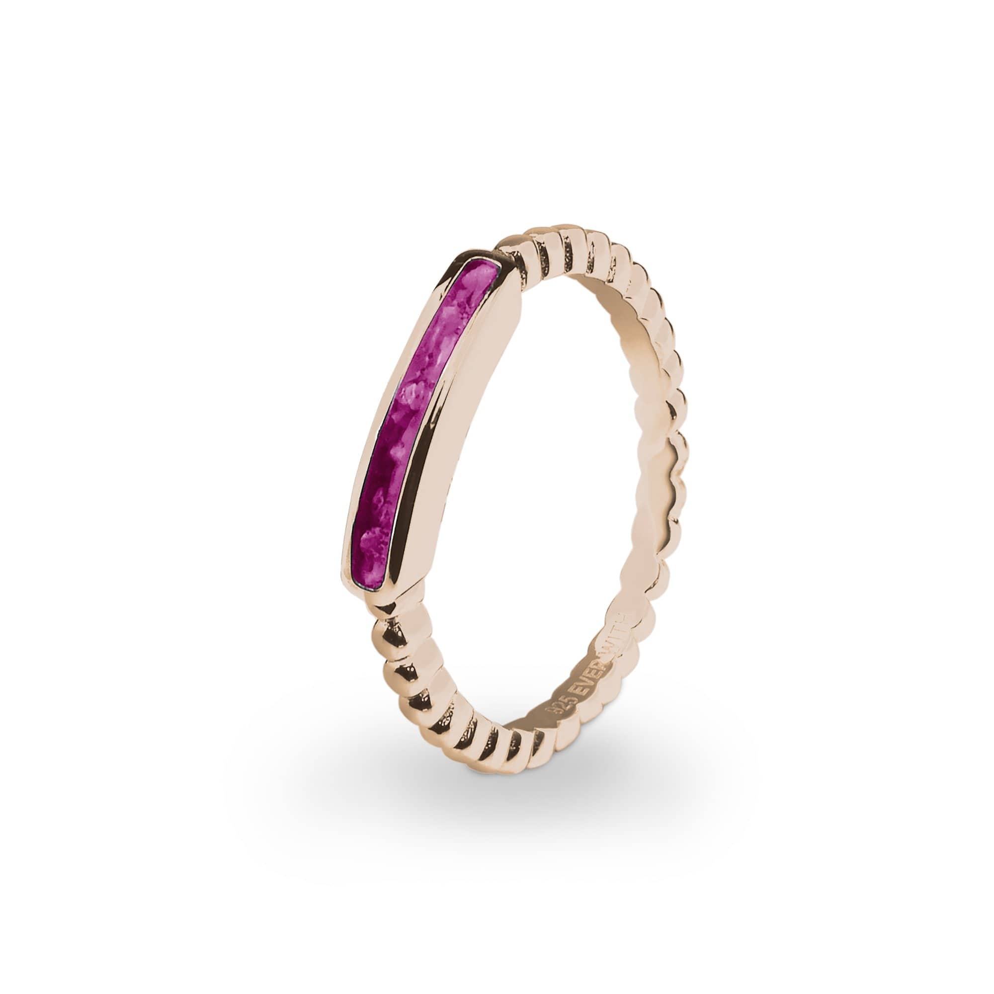 EverWith Ladies Channel Bubble Band Memorial Ashes Ring - 9k Rose Gold - Violet