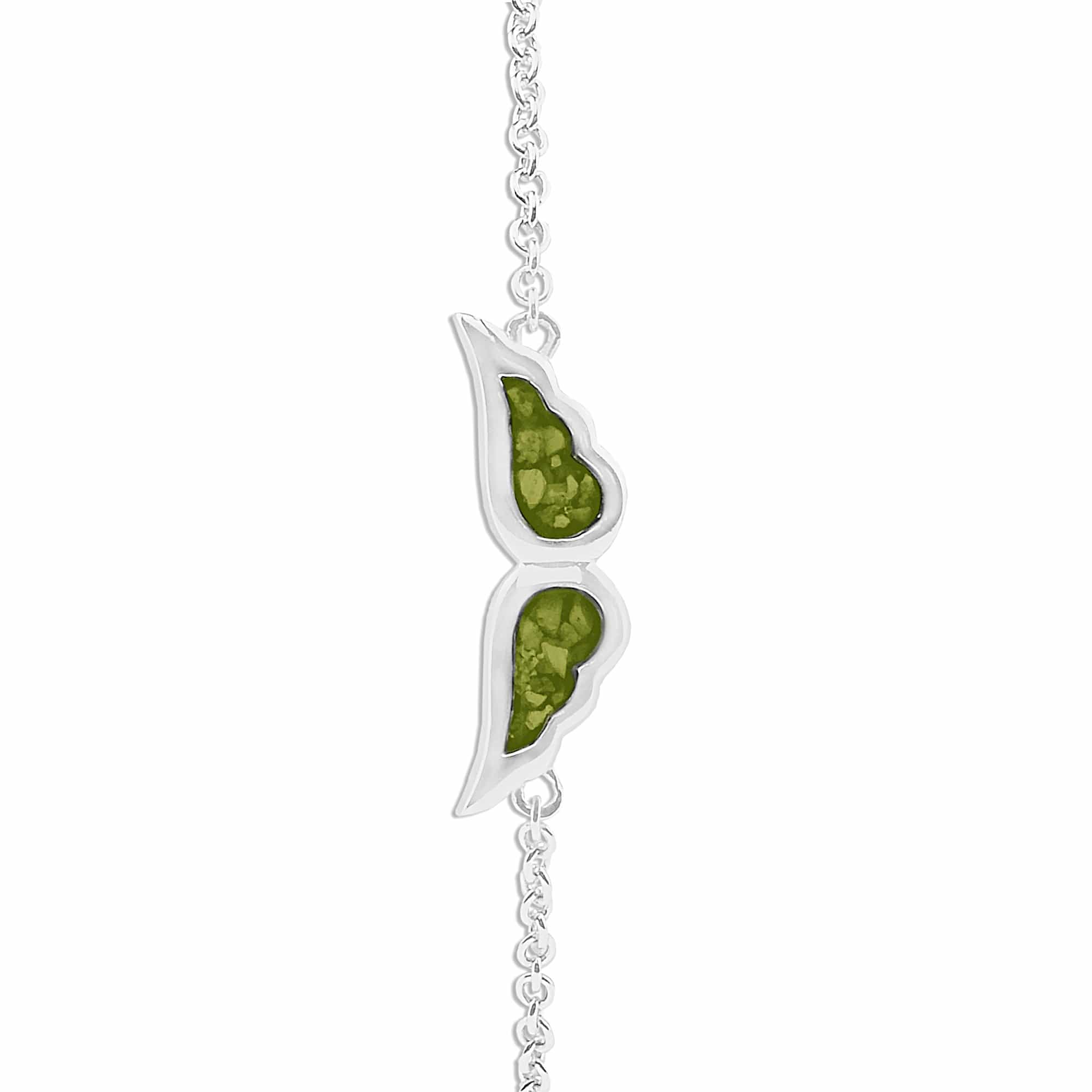 EverWith Ladies Angel Wings Memorial Ashes Bracelet - Sterling Silver - Green