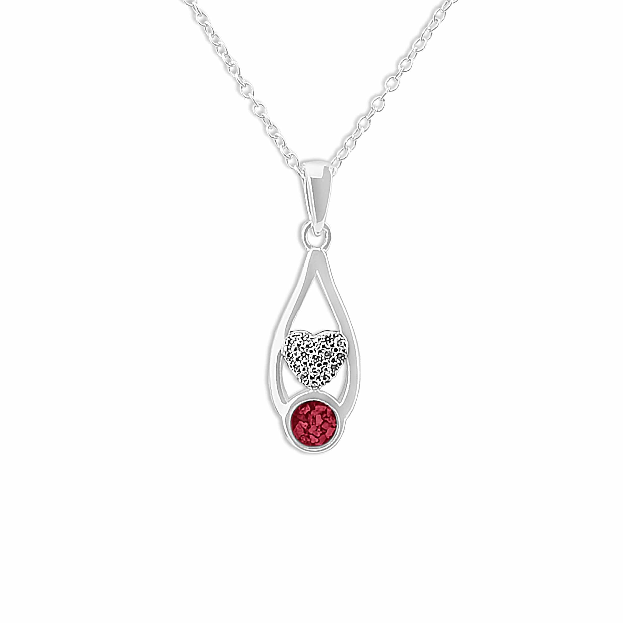 EverWith Ladies Protect Memorial Ashes Pendant with Fine Crystals - Sterling Silver - Red