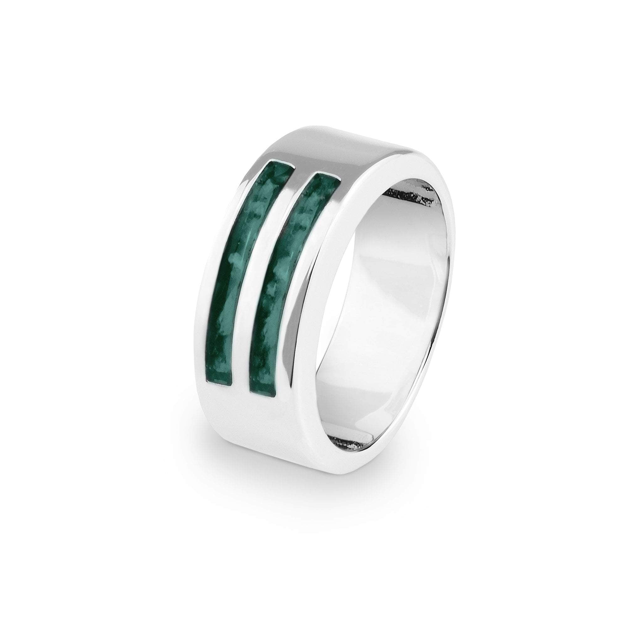 EverWith Gents Traditional Memorial Ashes Ring - 9k White Gold - Aqua
