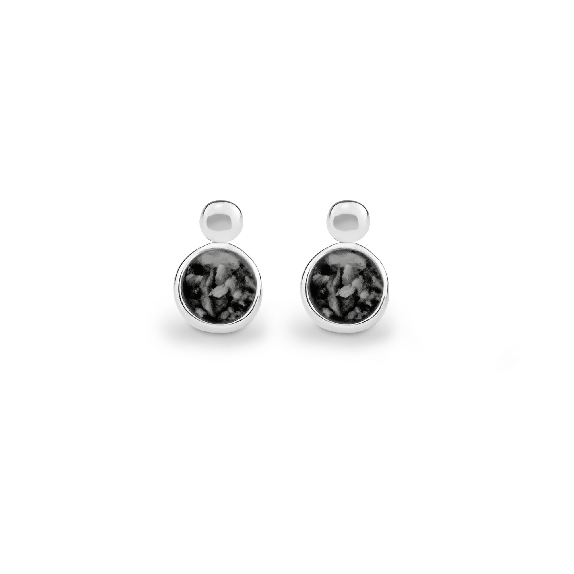 EverWith Delicate Drop Memorial Ashes Earrings - Sterling Silver - Black