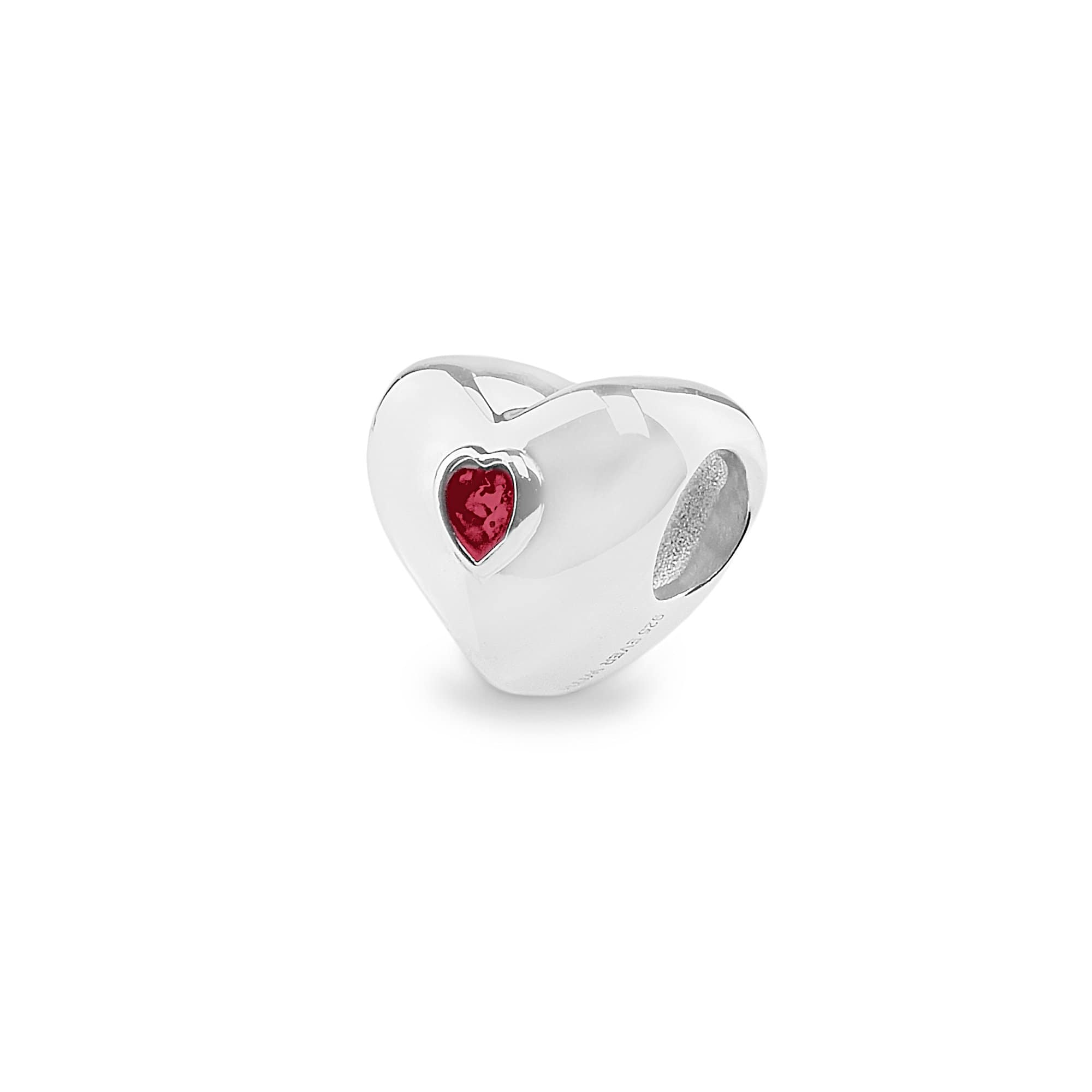 EverWith Heart Memorial Ashes Charm Bead - Sterling Silver - Red